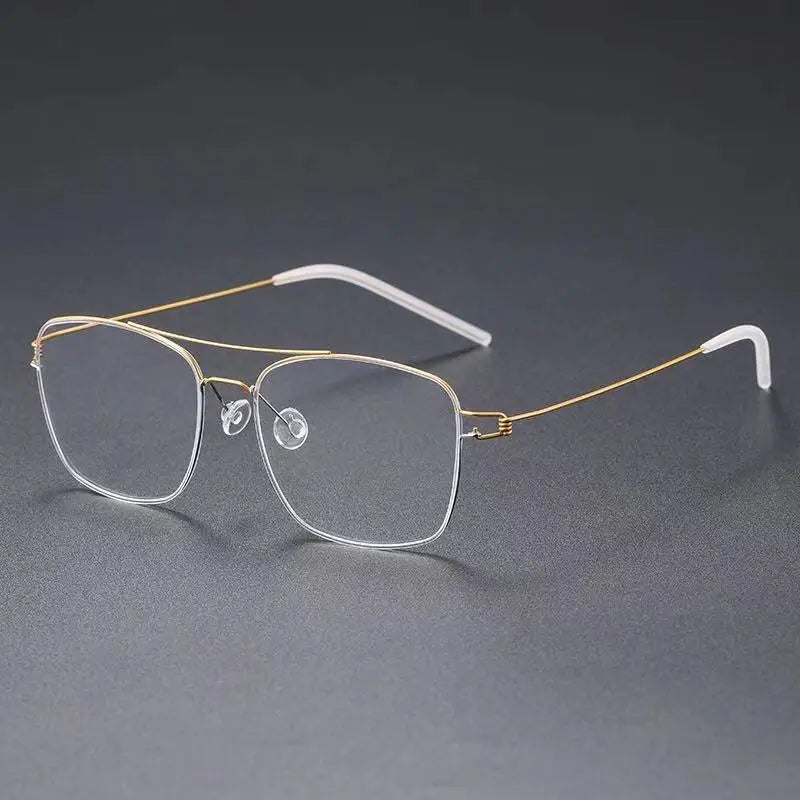 Aimee Unisex Full Rim Square Double Bridge Titanium Eyeglasses 1554 - Lightweight Durable Frame for Men & Women - Perfect for Reading, Work, and Everyday Use