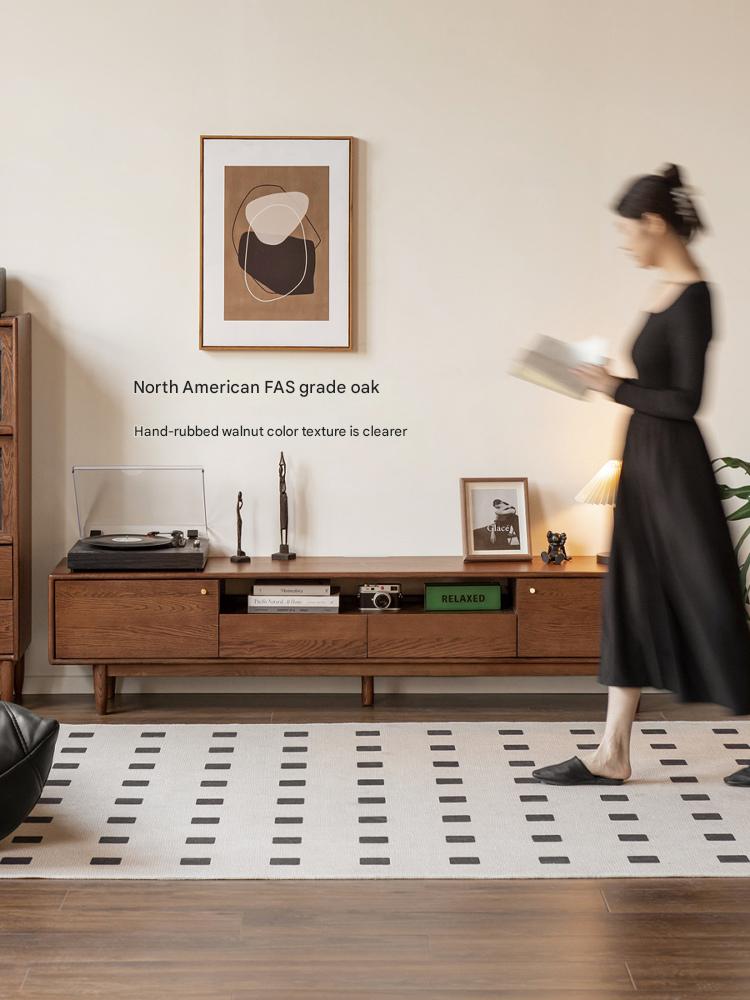 Stylish Oak Solid Wood Modern TV Stand - Nordic Design for Living Room & Entertainment Center | Perfect for 55-75 Inch TVs