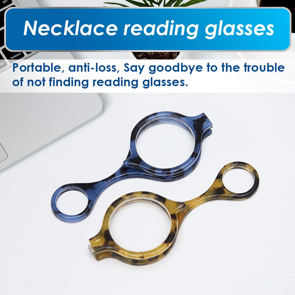TERAISE Lightweight Reading Glasses Pendant Necklace - Anti-Loss Readers with Case for Women | Perfect for Reading, Shopping & Travel Accessories
