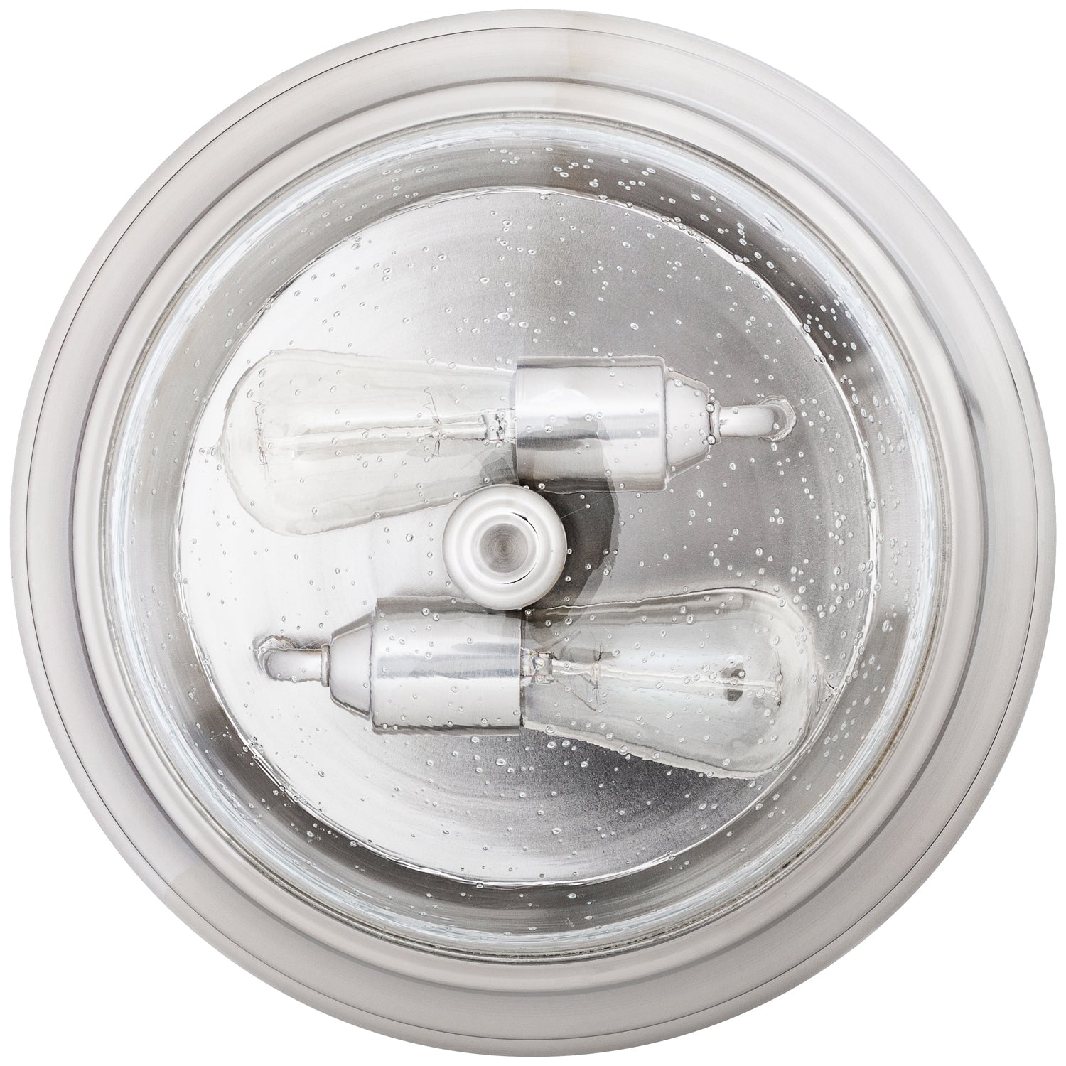 13 Inch Designer Series Flush Mount Bowl Light - Clear Seeded Glass with Brushed Nickel Finish - Modern Ceiling Lighting for Bedroom, Kitchen, Bathroom, and Hallway