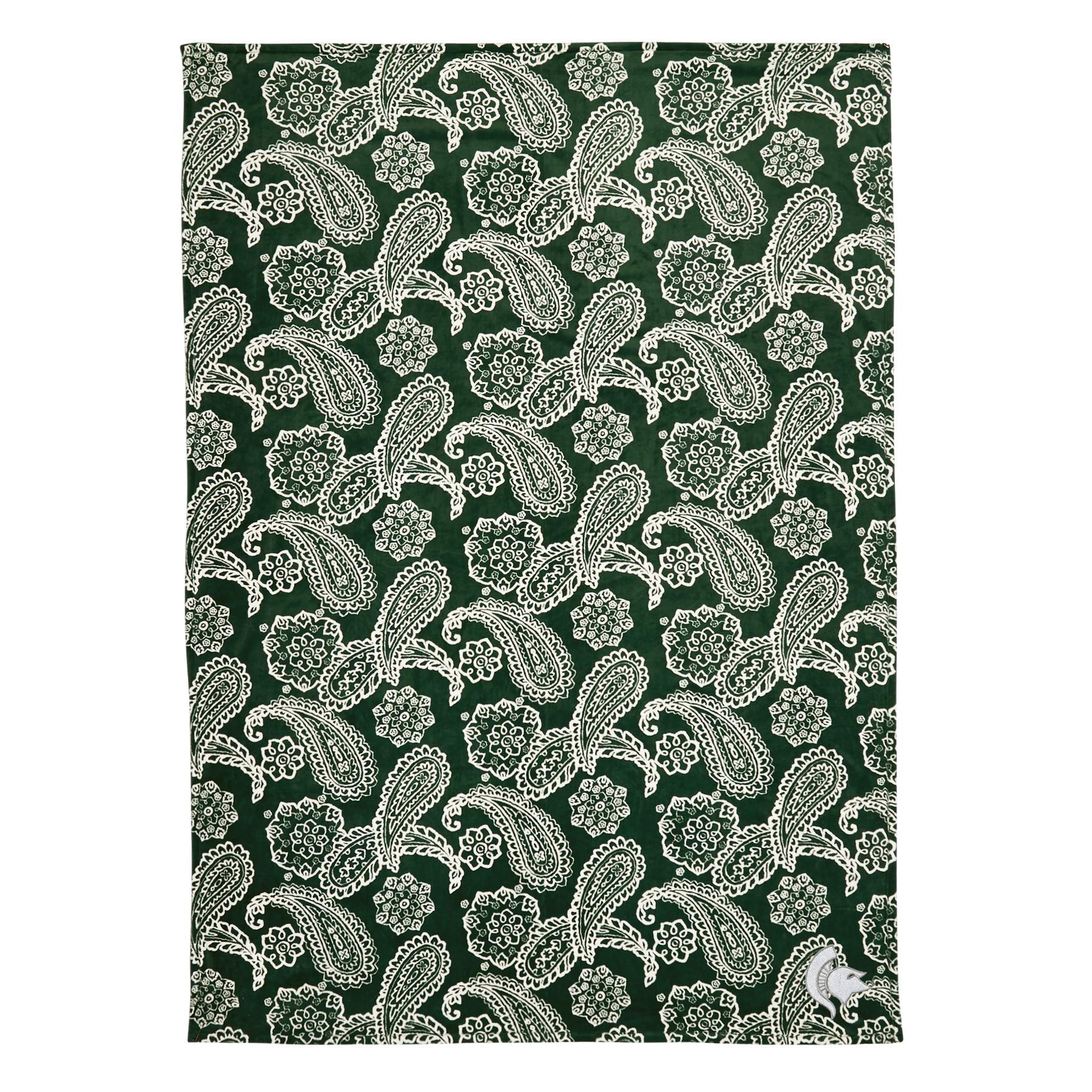 Vera Bradley Women's Collegiate Plush XL Throw Blanket - Michigan State University Dark Green/White Bandana Design - Soft Cozy Blanket for Dorm, Bed, Couch & Game Day - Multiple Team Options Available