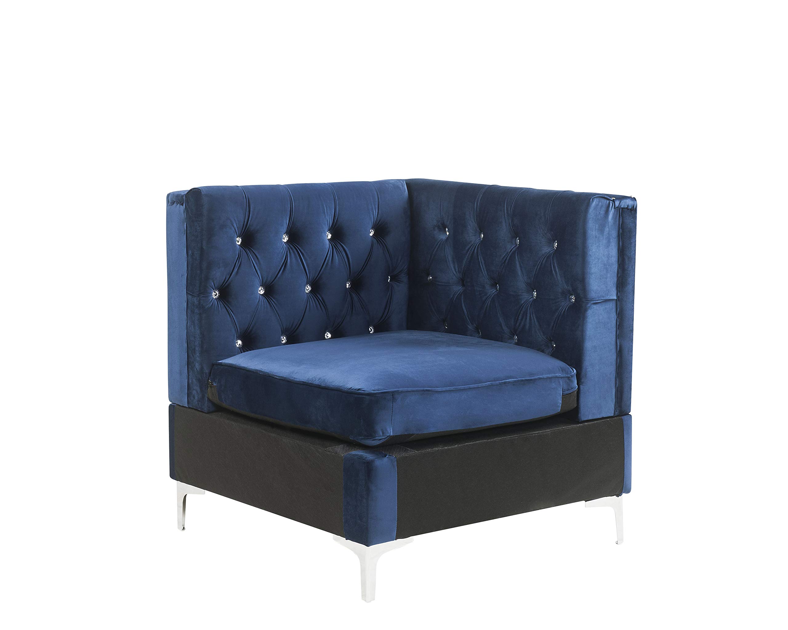 Acme Furniture Jaszira Modular Sectional Sofa Wedge in Blue Velvet - Modern Living Room Seating for Small Spaces & Apartments