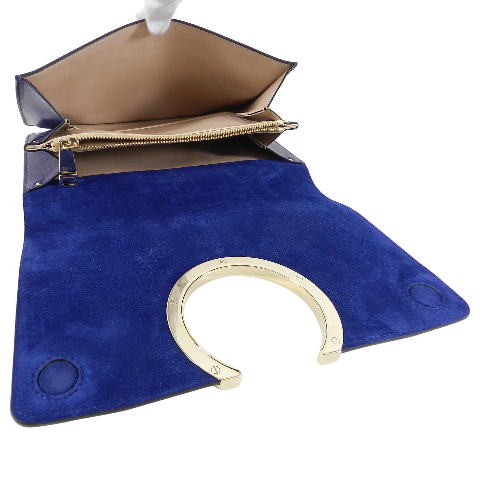 Chloe Navy Gabrielle Clutch - Premium Navy Leather & Suede Crossbody Bag for Women | Perfect for Evening Parties, Date Nights & Special Occasions