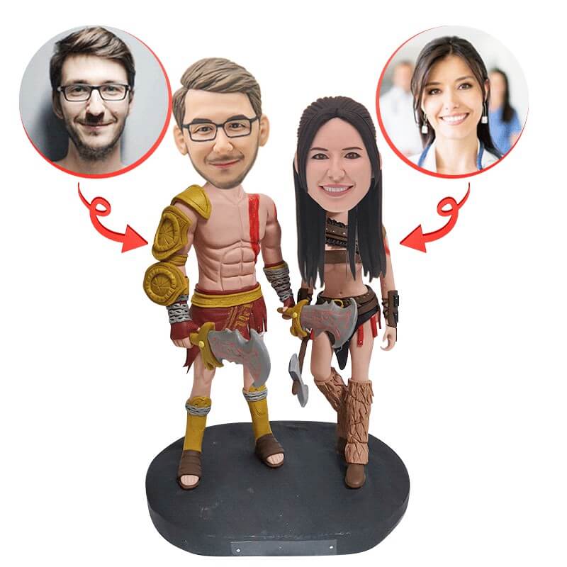 Custom Game Character Couple Bobblehead - Personalized Video Game Lovers Gift for Anniversary, Wedding & Gamer Couples - Perfect for Desktop Decor, Gaming Room Display & Collectibles