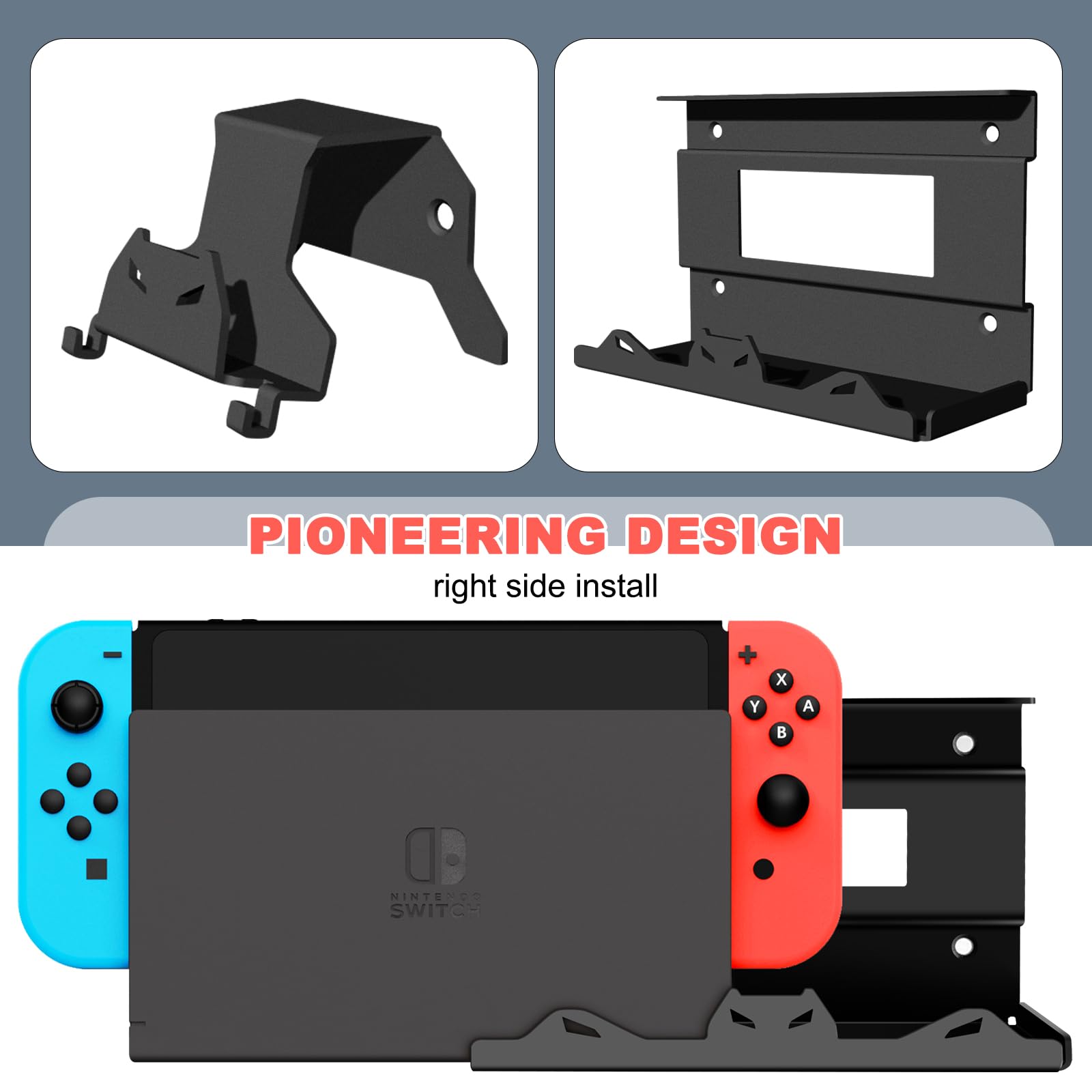 Nintendo Switch & Switch OLED Wall Mount with Controller Holder - Steel TV Mount for Secure Storage Near or Behind TV | Perfect for Gaming Setups & Home Entertainment