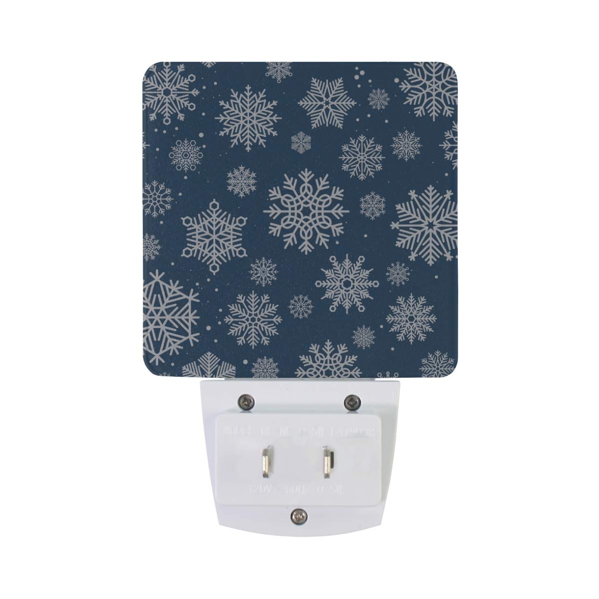 Vikko 2 Pack Christmas Dark Blue Snowflake LED Night Light with Dusk to Dawn Sensor - Plug in Seamless Nightlight for Kids & Adults - Perfect for Bedroom, Living Room, Hallway & Home Decor (Holiday Season, Winter Nights, Nursery Lighting)
