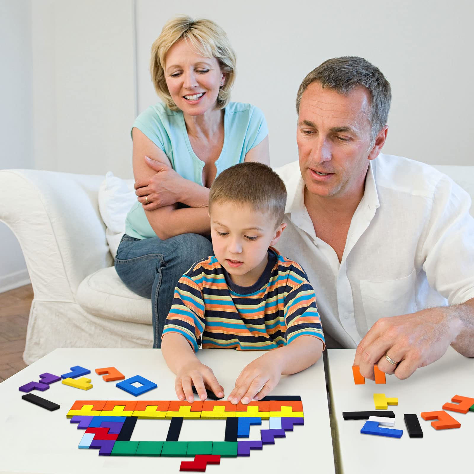 Wooden Blocks Puzzle Brain Teasers Toy - 3D Tangram Cube for Kids Ages 2-8 | Montessori Educational Games & Learning Gift (1 Piece) - Perfect for Preschool Activities, Birthday Gifts & Family Game Night