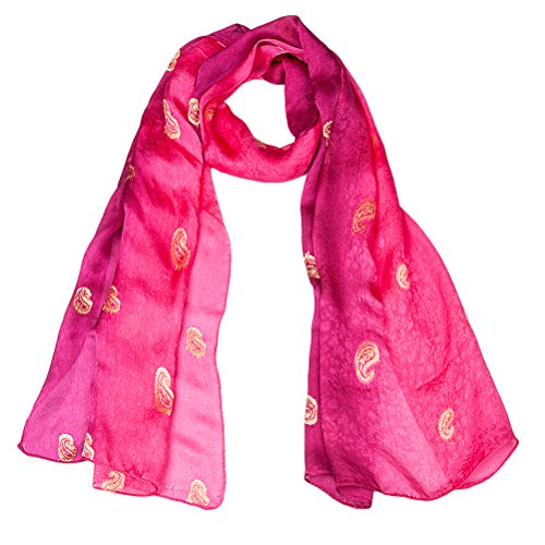 Elegant Embroidery Golden Paisley Rose-red Gradient Printing