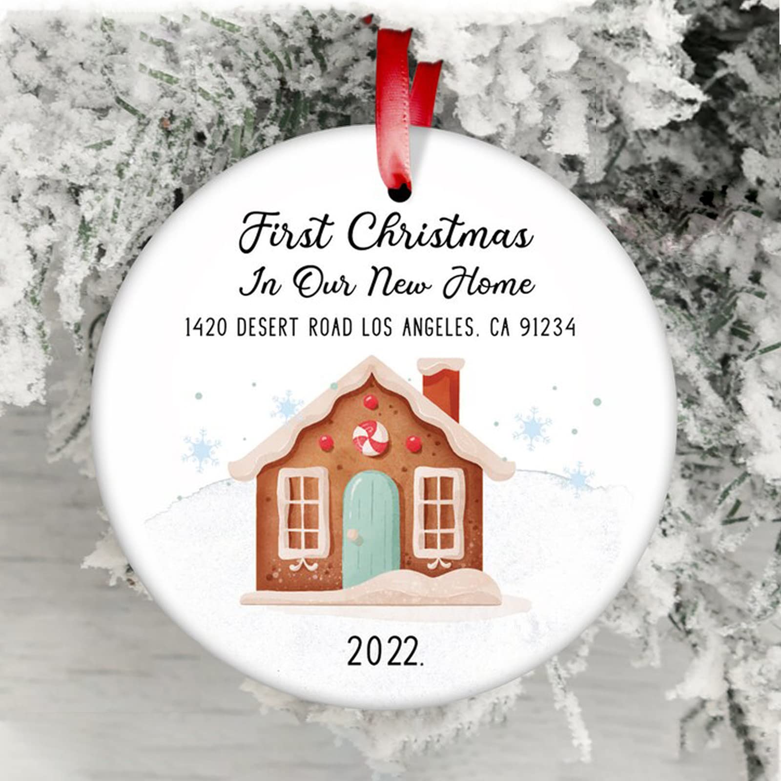 Personalized First Christmas Ornament for New Home - Custom Housewarming Gift - Unique Holiday Decor for Homeowners - Perfect House Decorations & New Home Gift Ideas - Christmas Tree Ornament for First-Time Homebuyers (Great for Housewarming Parties & Holiday Decorating)