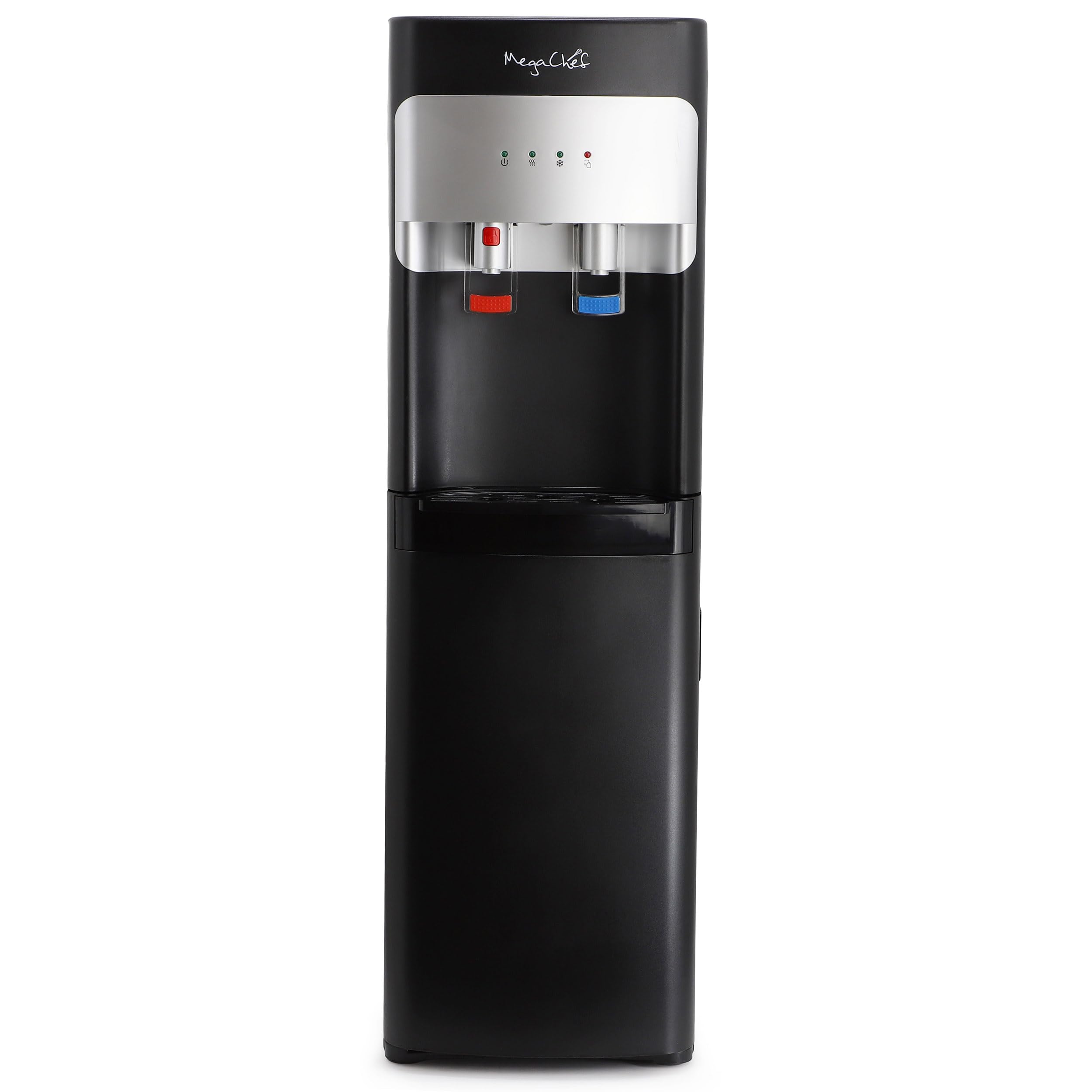 MegaChef Bottom Load Water Dispenser - 3/5 Gallon Black Water Cooler for Home & Office | Hot & Cold Water Dispenser for Kitchen, Break Room, or Dorm