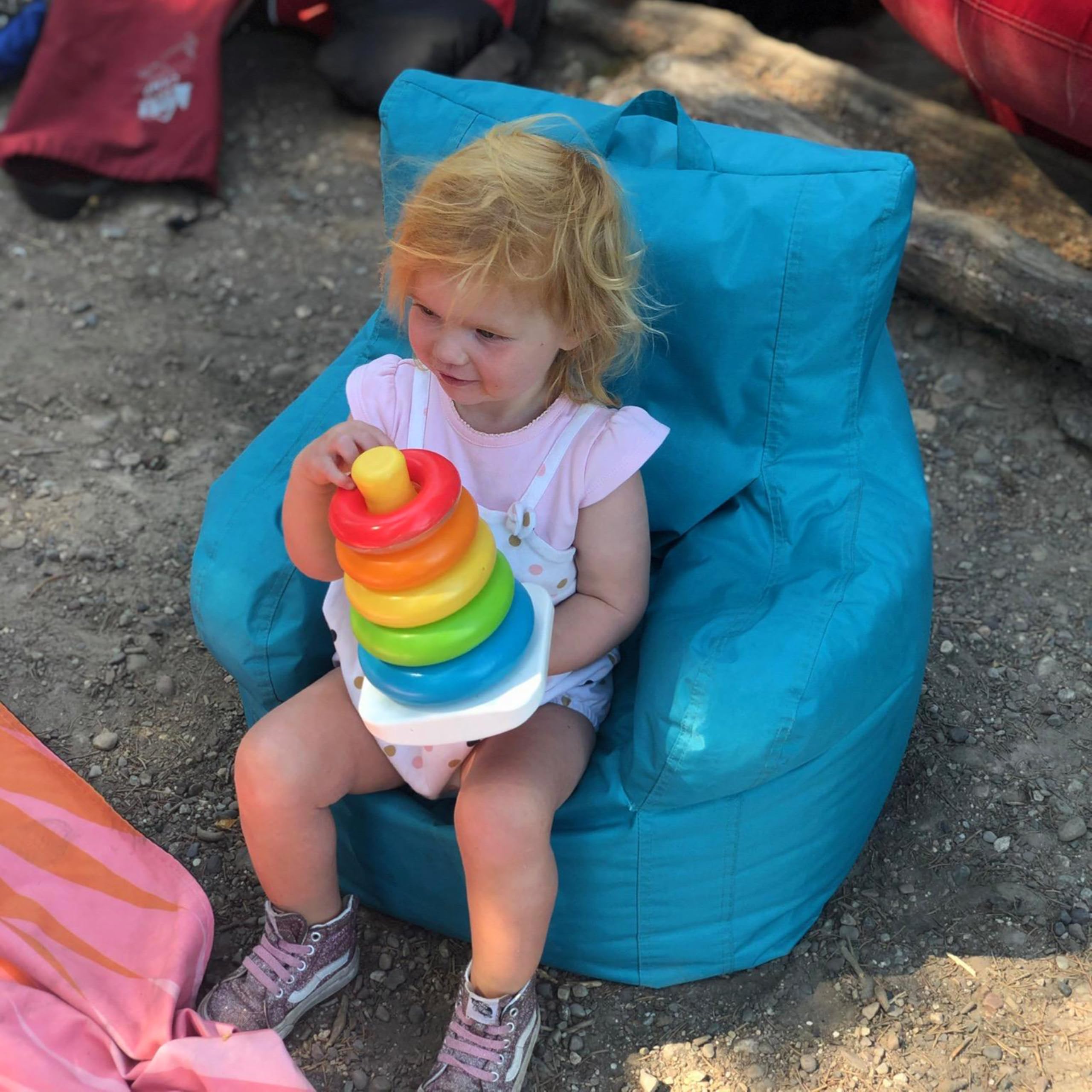 Factory Direct Partners 13303-AQ Cali Little Bear Sack Bean Bag Chair - 2-Pack Dirt-Resistant Coated Oxford Fabric Bean Bags in Aqua Blue - Perfect for Kids' Rooms, Playrooms, and Cozy Reading Nooks
