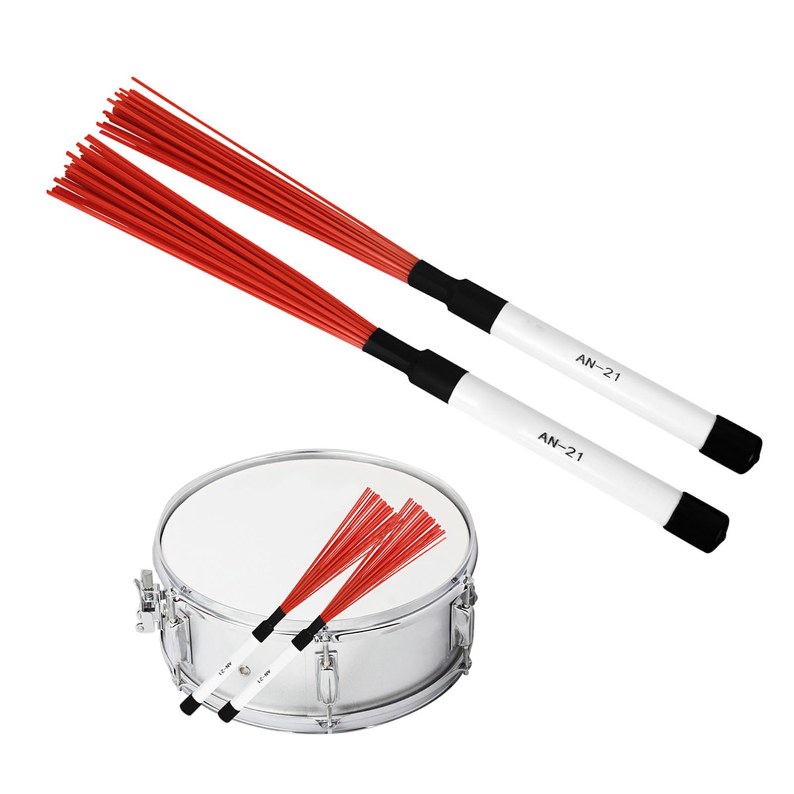 2Pcs Professional Drum Brushes for Snare & Jazz - Nylon Wire Drumsticks with Comfortable Handle - Perfect for Drummers, Percussionists & Live Performances