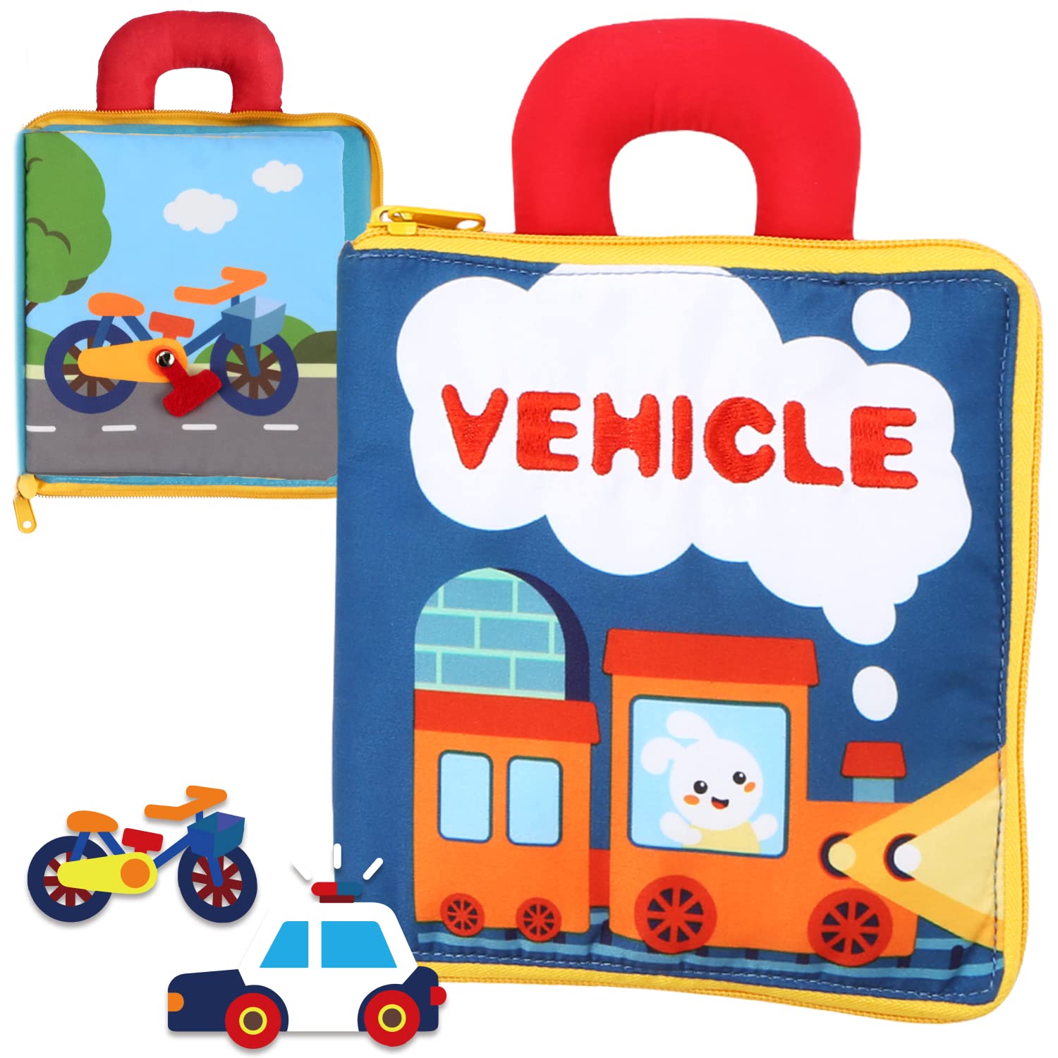 Richgv Baby Sensory Toys for Boys 0-12 Months - Soft Cloth Activity Book with Touch & Feel Crinkle Pages | Learning & Travel Toys for Infants | Perfect Stroller Toy & Educational Gift for Newborns 3-6-12 Months | Great for Early Development, Airplane Travel & Quiet Playtime