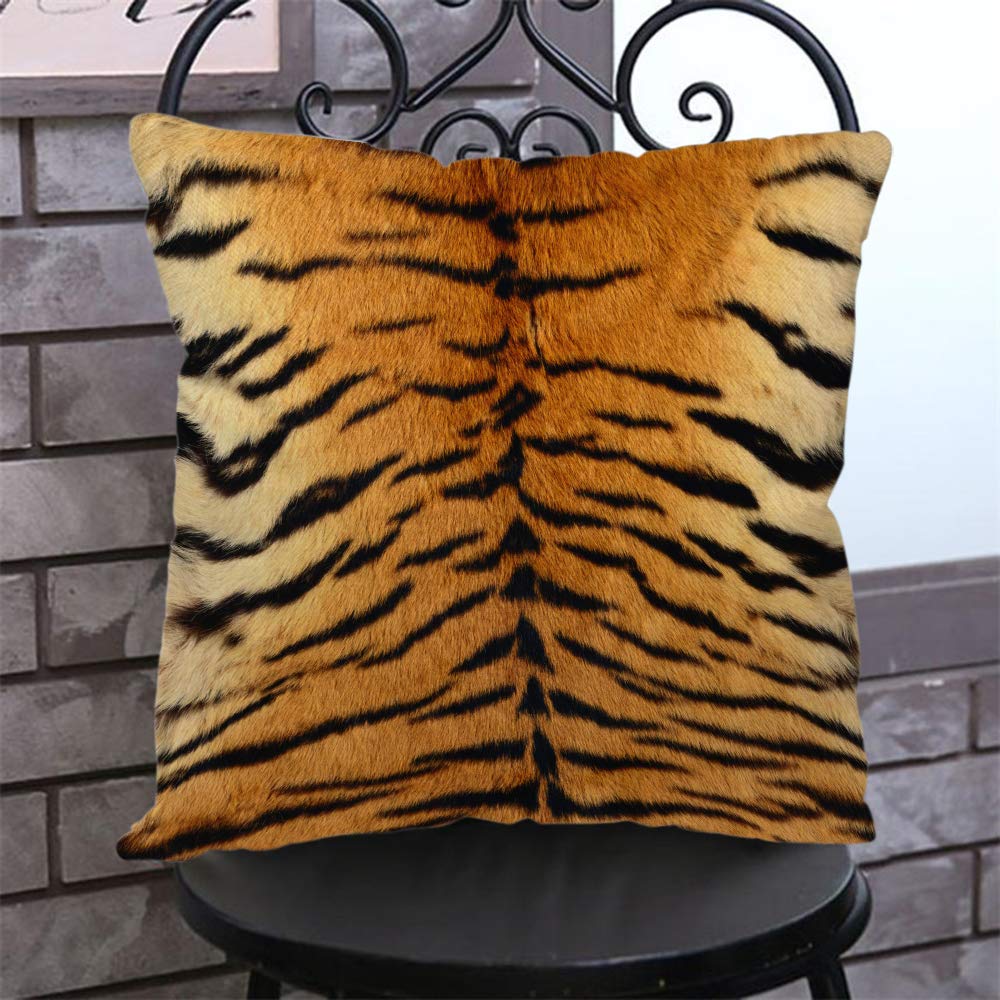 Premium Cotton Linen Pillow Covers 18x18 Inches - Tiger Skin Print Decorative Throw Pillow Cases for Sofa, Couch & Bed - Soft Home Decor Accent for Living Room, Bedroom & Dorm