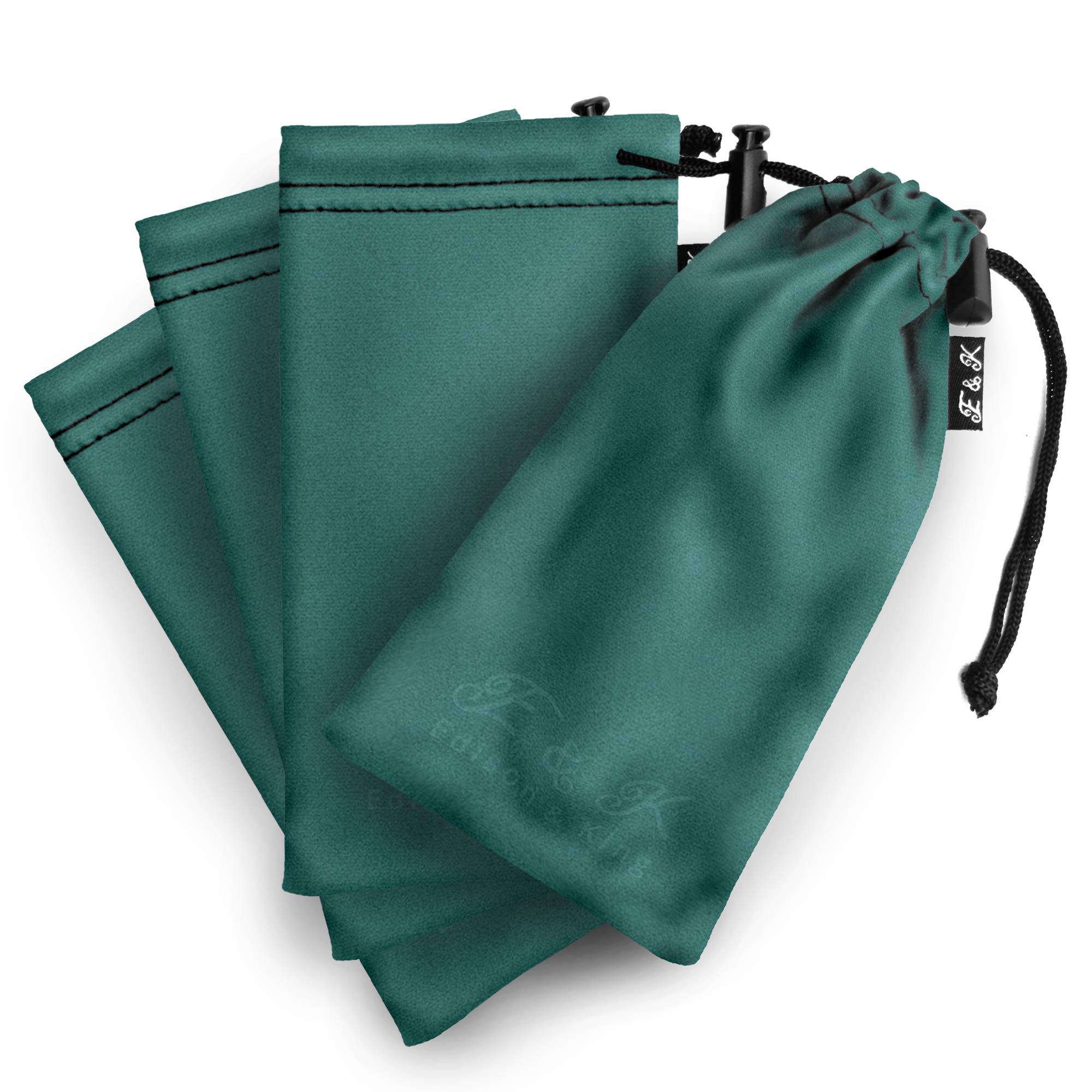 4-in-1 Eyeglass Case & Microfiber Cleaning Cloth Set - Premium Sunglasses Storage Pouch with Lens Cleaning Cloth (Teal) - Perfect for Travel, Office & Daily Eyewear Protection