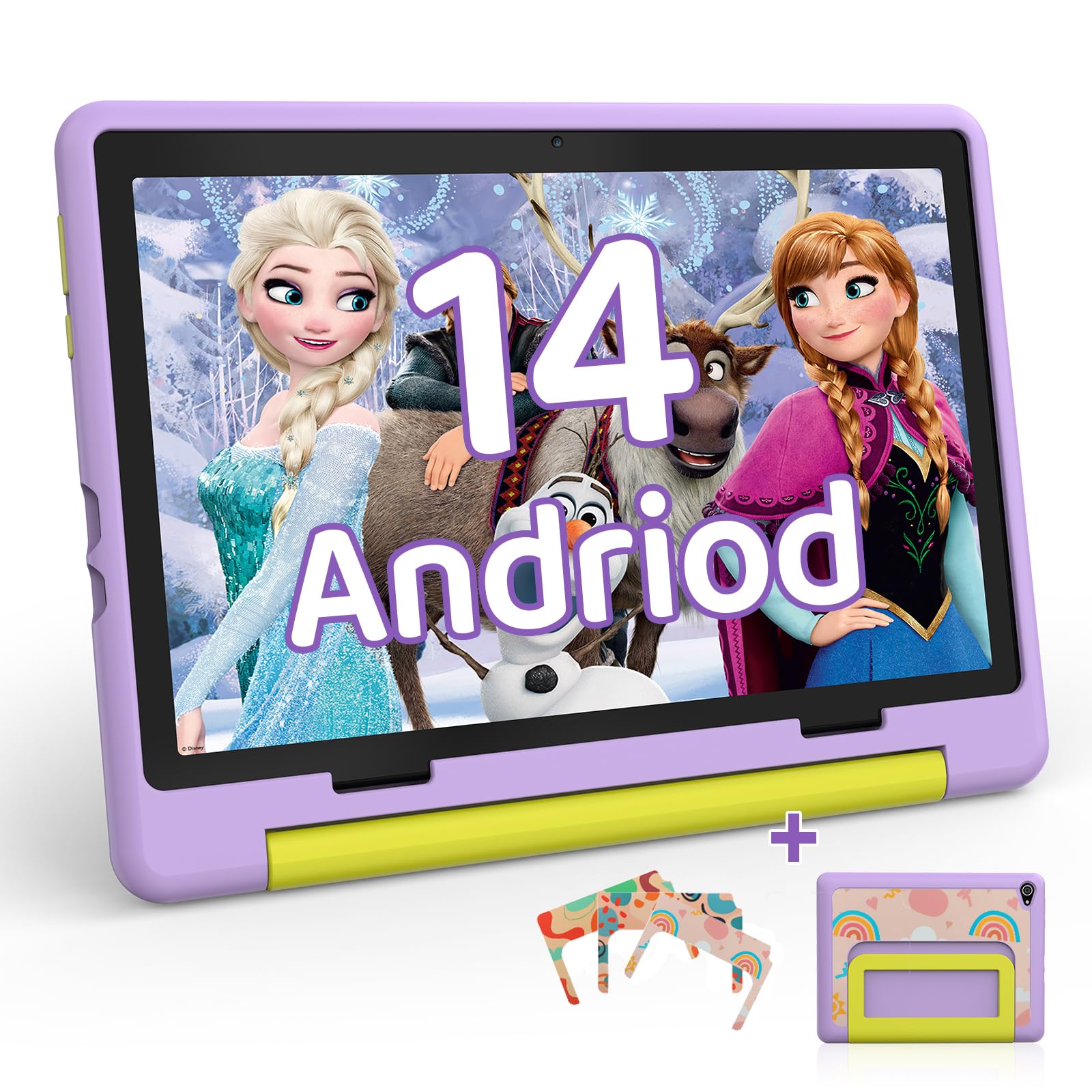 Android 14 Kids Tablet 10 Inch - Octa Core Children's Tablet with OTG, Wi-Fi 6, Widevine L1, 8GB RAM + 64GB ROM + 1TB Expandable Storage, Type-C & Headphone Jack, Face Recognition - Purple | Perfect for Learning, Entertainment & Travel