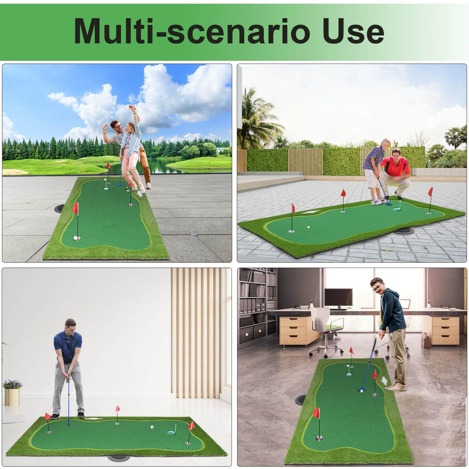 Premium Golf Putting Green Mat - Professional Training Mat with Putter, Removable Golf Cup & Slope Pad | Indoor/Outdoor Practice | Perfect for Home, Office & Backyard Training