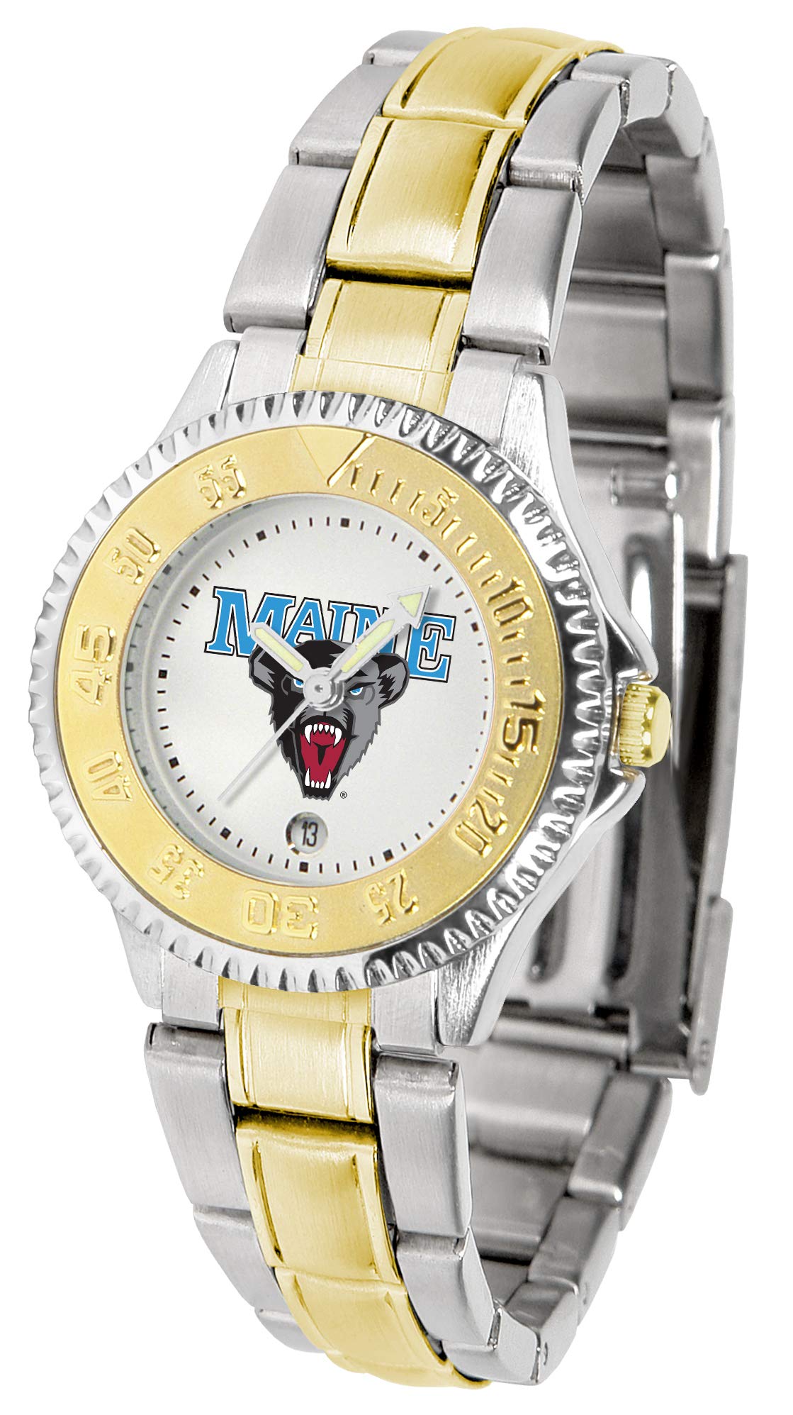 Sun Time Maine Black Bears Women's Competitor Two-Tone Watch with Stainless Steel Band - Perfect for Sports, Work & Everyday Wear