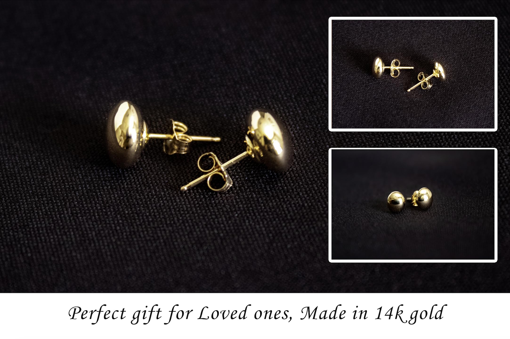 14K Gold Stud Earrings for Women - Butterfly Back Ball Earrings in 3/4/5/6/7/8mm Sizes | Elegant Anniversary, Valentine's Day & Birthday Gift for Her | Perfect for Everyday Wear, Date Nights & Special Occasions