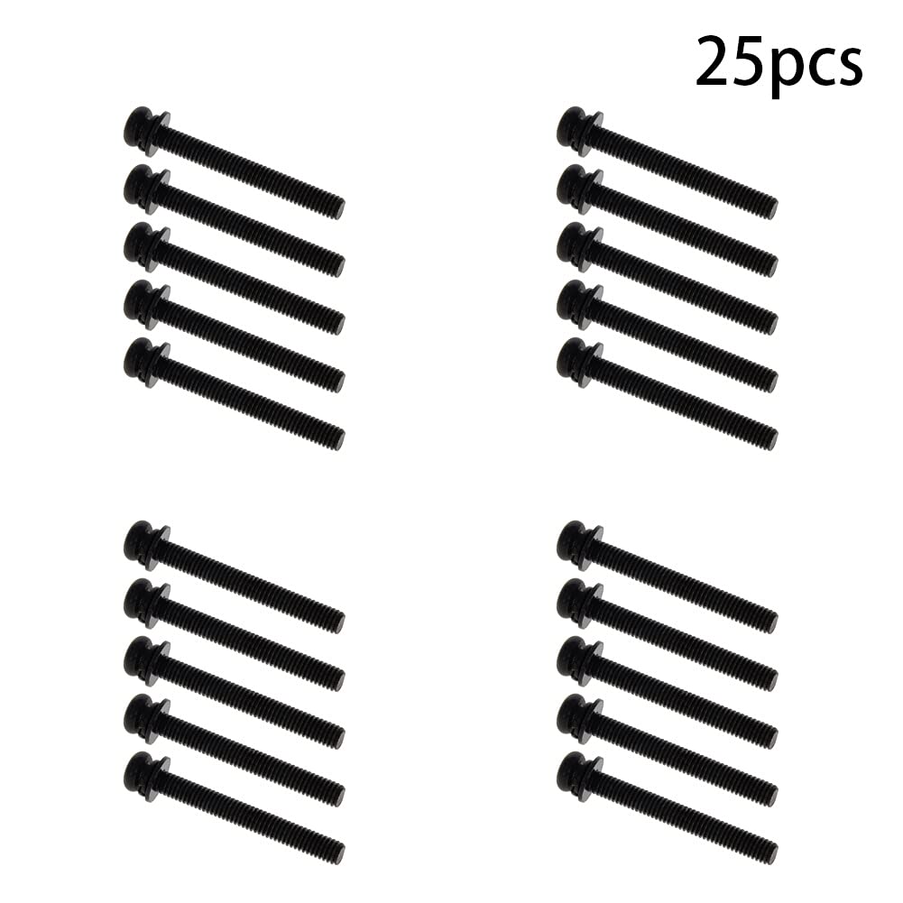 25pcs M4x35mm Carbon Steel Phillips Pan Head Screws with Washers - for DIY & Machinery