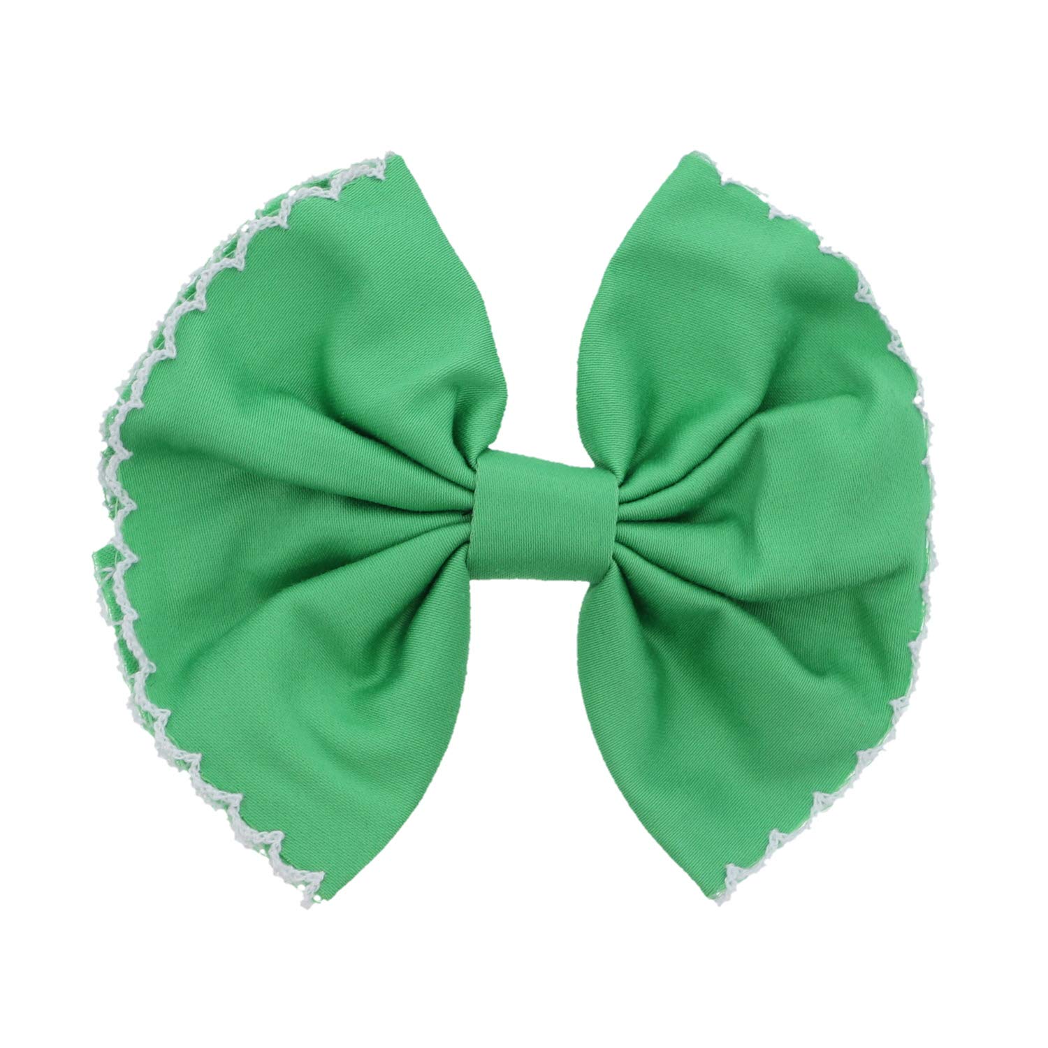 Scalloped Edge Bow Hair Clip Large Green - Perfect for Weddings, Parties, and Everyday Elegance