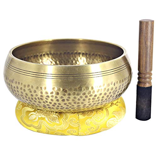 Authentic Handmade Brass Singing Bowl from Nepal - 10.5cm Tibetan Meditation Chime for Yoga, Sound Healing & Mindfulness Practice | Buddha Sound Bowl for Relaxation, Chanting & Spiritual Rituals