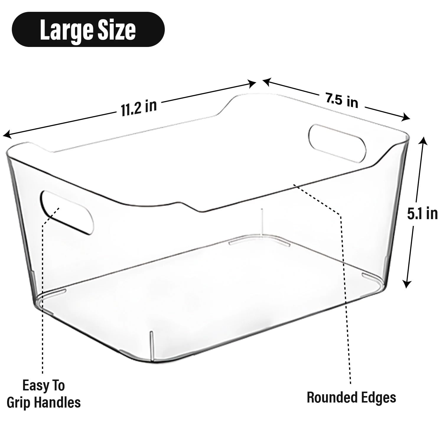 Clear Plastic Storage Bins - Stackable Kitchen & Pantry Organizers, Freezer & Fridge Storage Containers for Refrigerator, Medicine Cabinet & Closet Organization | Perfect for Home, Office & Dorm Room Storage Solutions