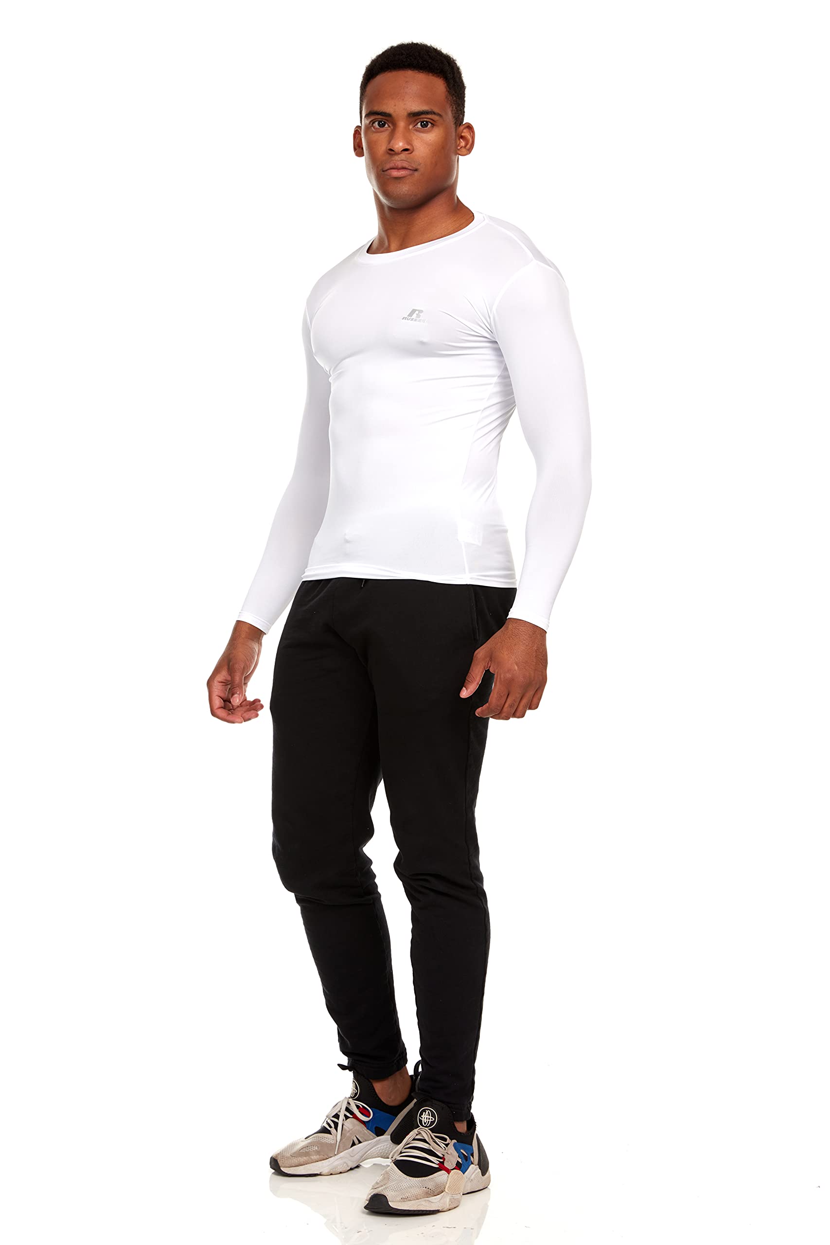 Russell Athletic Men's Long-Sleeve Compression Top - Lightweight Performance Shirt for Running, Workout & Training - Moisture Wicking & Breathable for Gym, Sports & Active Lifestyle