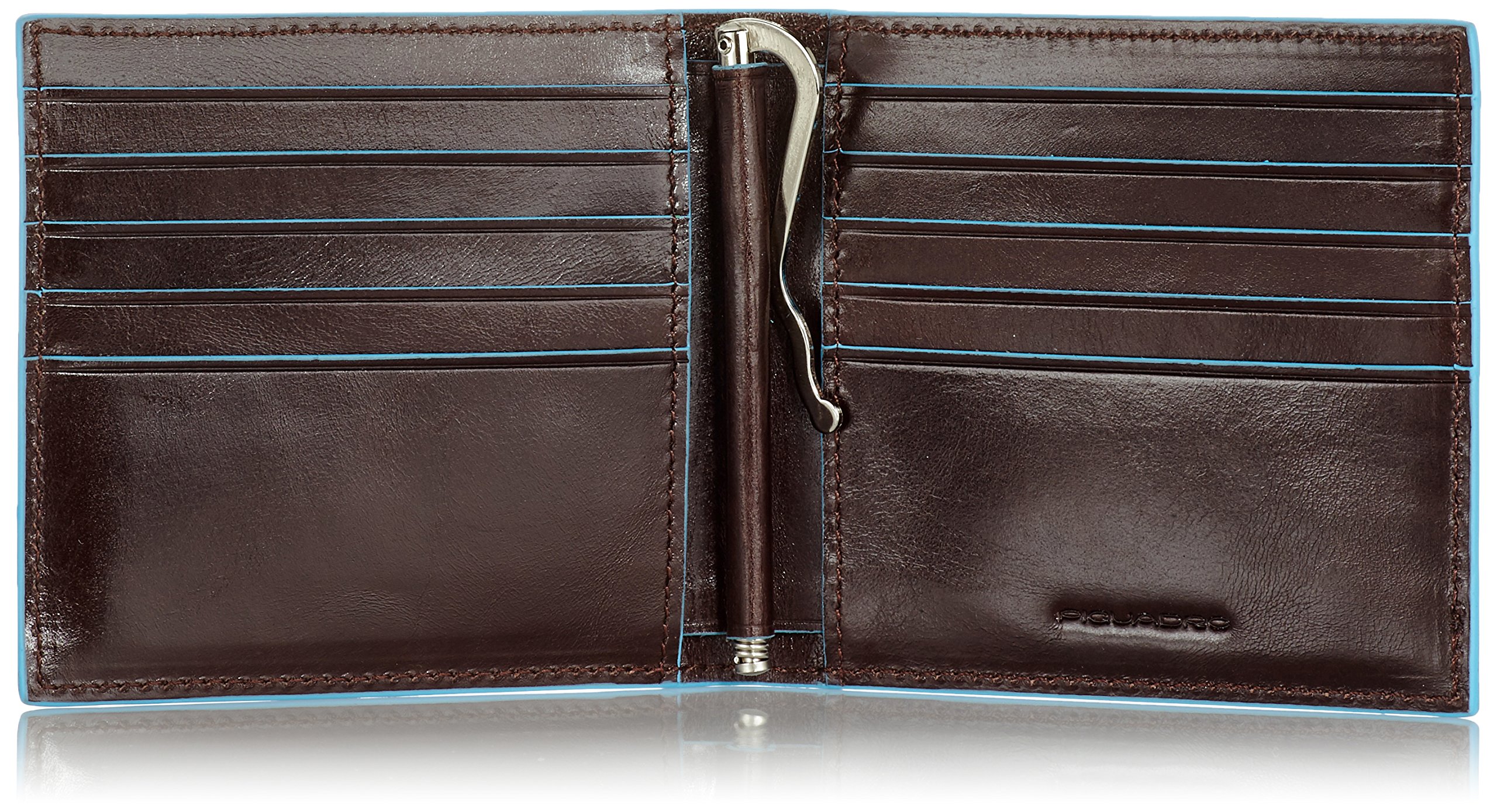 Premium Piquadro Men's Leather Wallet with Money Clip - Slim RFID Blocking Bifold Wallet for Men - Genuine Mahogany Brown Leather - Perfect for Business, Travel & Everyday Use
