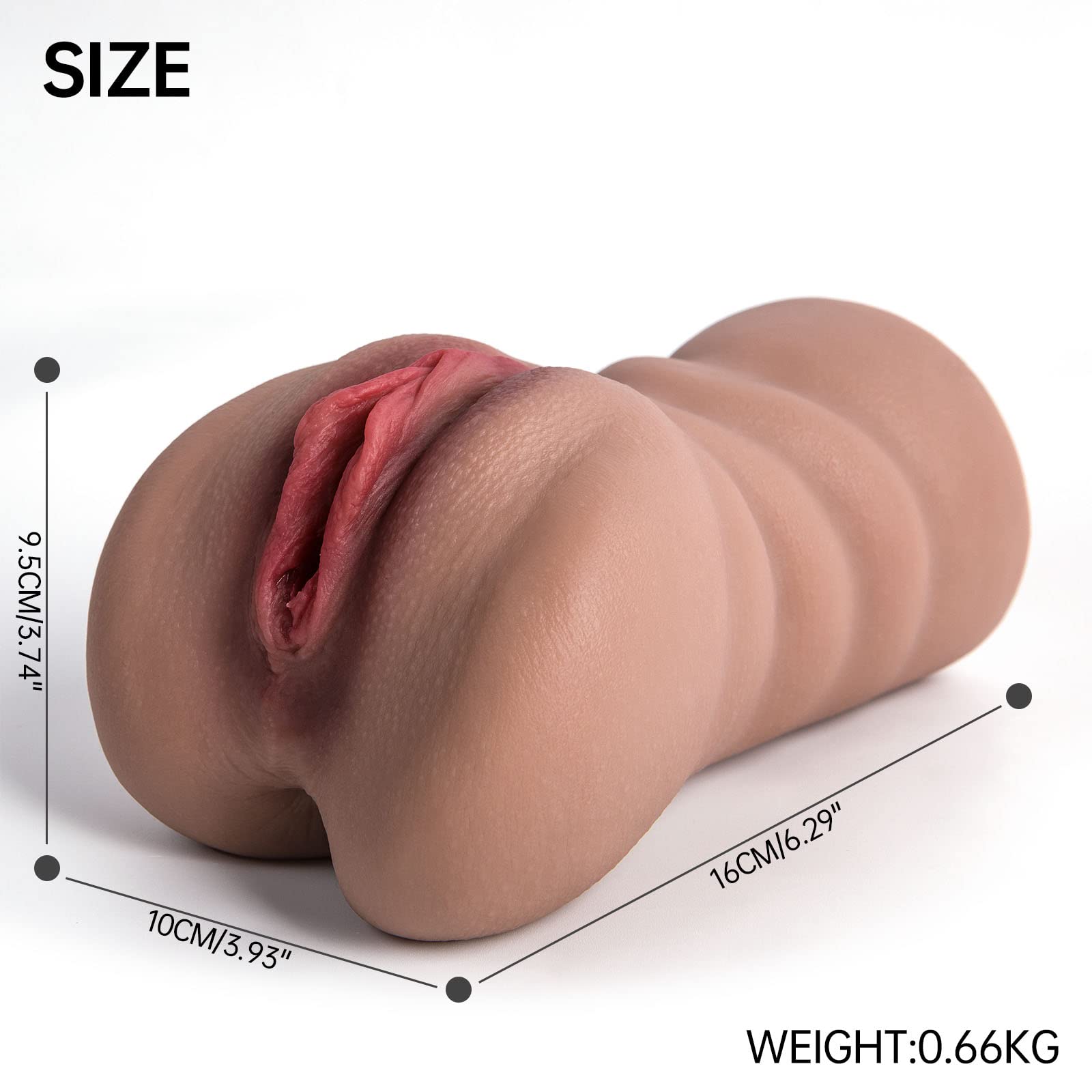 710g Realistic Male Masturbator - 3D Vagina & Tight Anus Pocket Pussy for Men - 6.5 Inch Adult Sex Toy for Solo Pleasure - Perfect for Travel & Discreet Use (Brown)