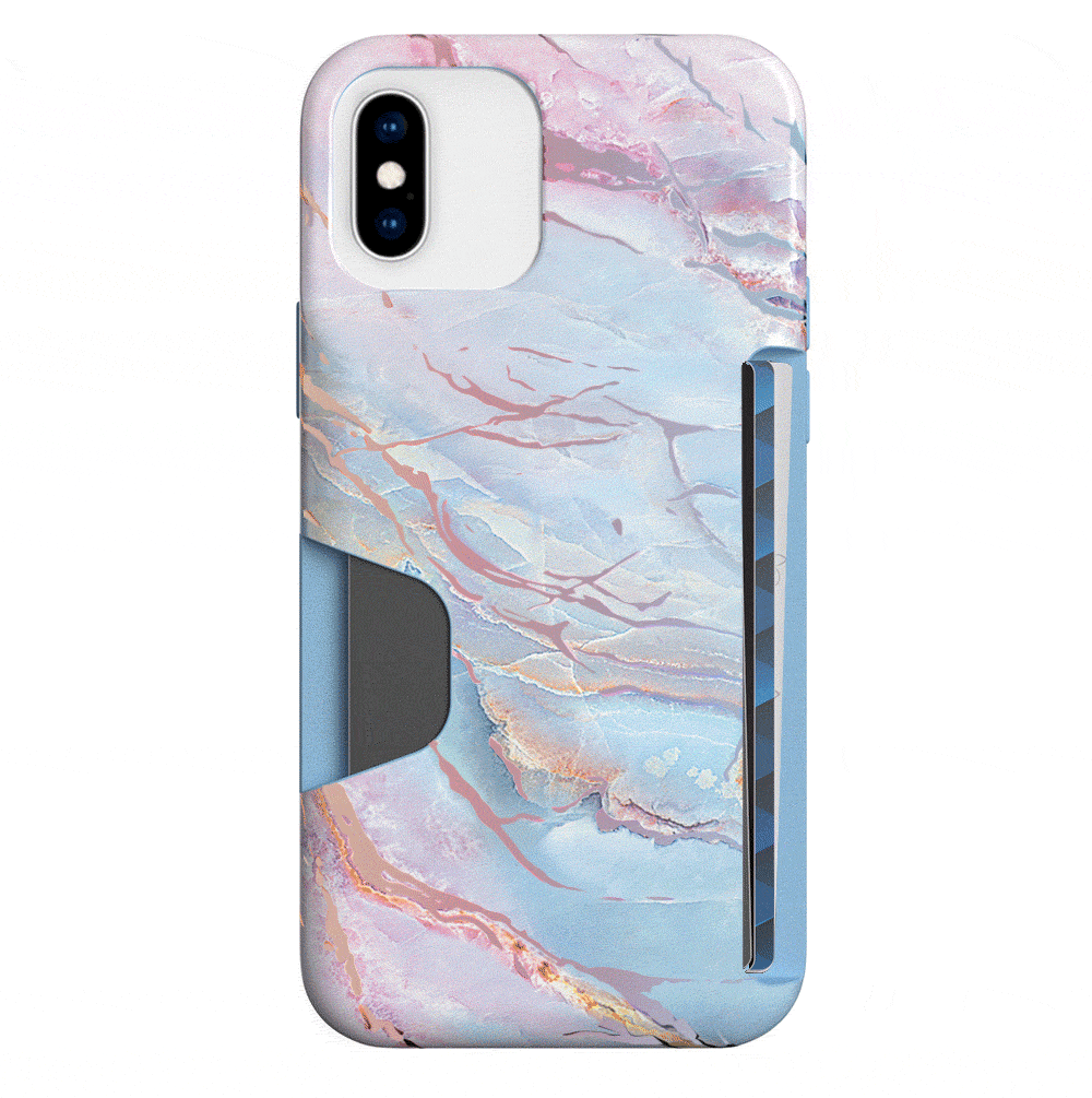 Holo Moonstone iPhone Wallet Case - Slim Protective Phone Cover with Card Holder for iPhone 13/14/15 - Perfect for Travel, Shopping & Everyday Use