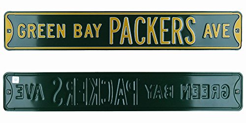 Green Bay Packers Avenue Officially Licensed NFL Street Sign - 36x6 Inches, Steel, Green & Yellow - Perfect for Game Room, Man Cave, and Sports Bar Decor