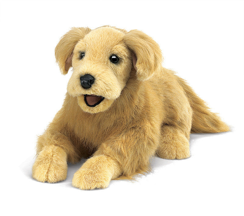 Folkmanis Golden Retriever Hand Puppet - Realistic Dog Puppet for Kids, Storytelling & Educational Play - Perfect for Classroom, Theater & Family Bonding Activities