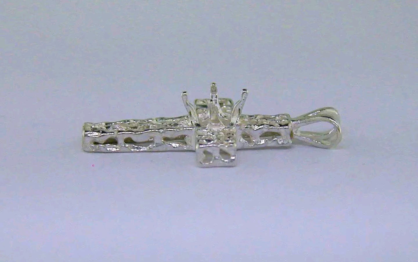Solid Sterling Silver or 14kt Gold 3-6mm Round Nugget Cross Pendant Setting - Handmade in USA (161739/141739) - Perfect for Necklaces, Gifts & Religious Jewelry