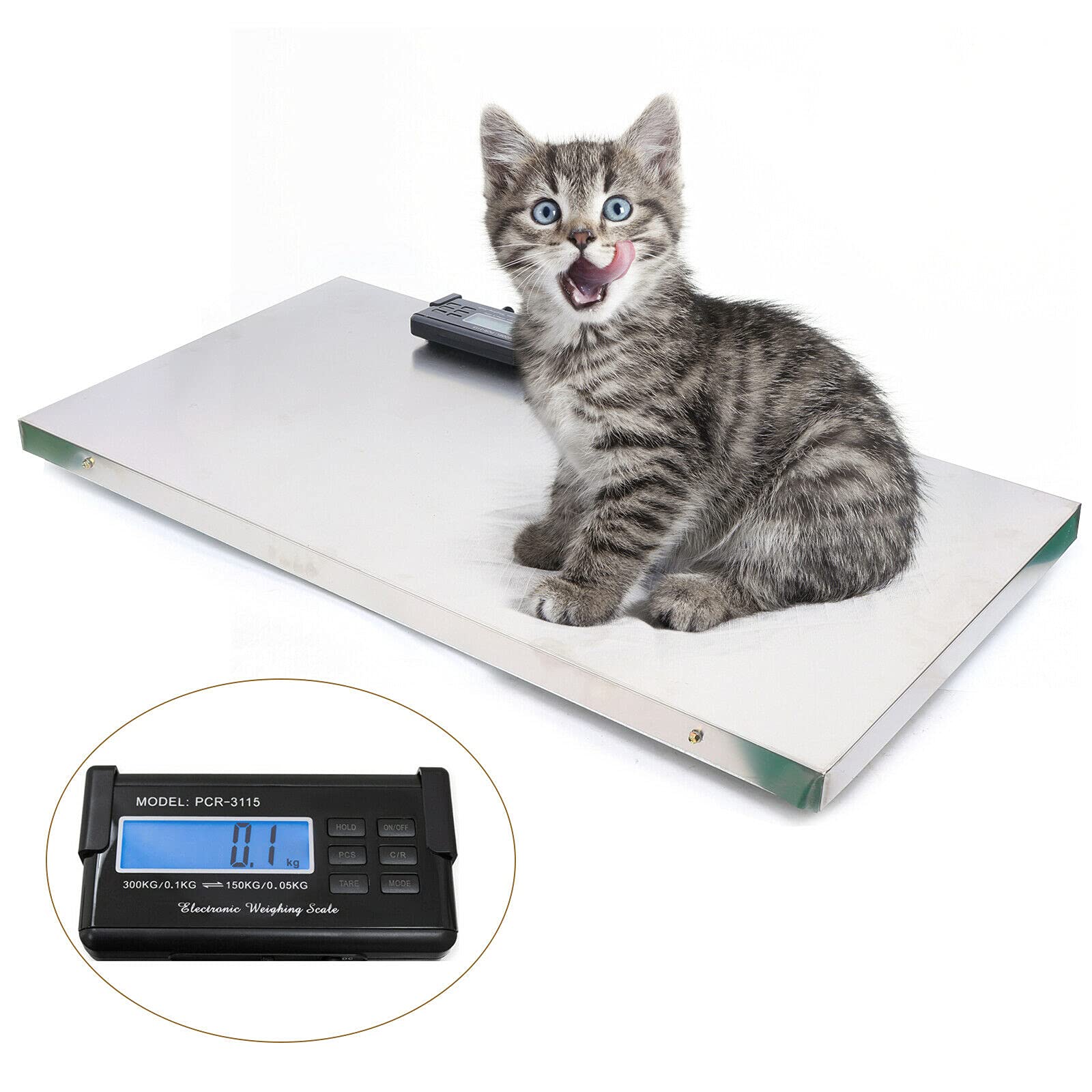 300Kg/660Lbs Heavy Duty Digital Livestock Scale - Large 103x53cm Stainless Steel Platform for Weighing Animals, Pets & Farm Animals (Dogs, Cats, Pigs, Goats, Cattle, Sheep) - Perfect for Veterinary Clinics, Farms, Animal Husbandry & Shipping