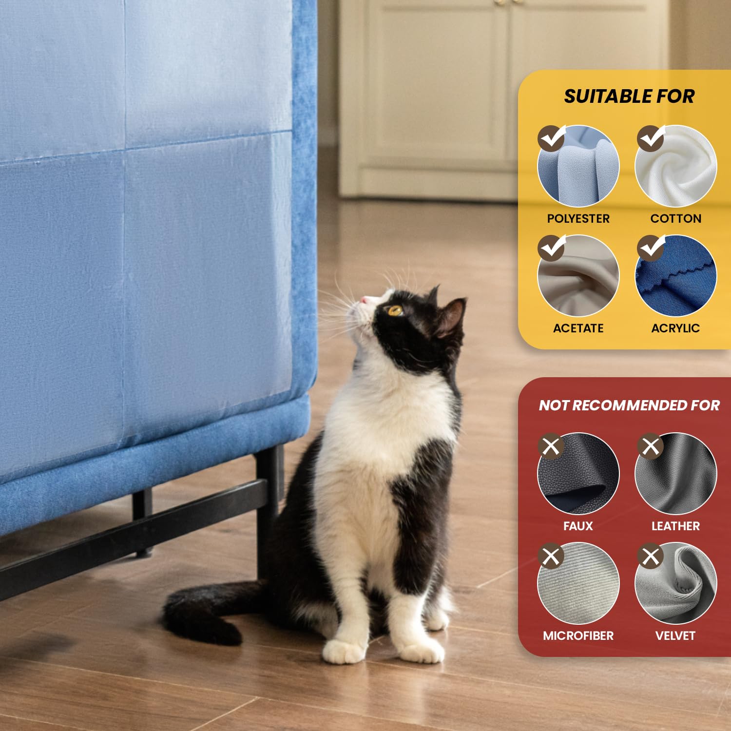 10 Pack Cat Scratch Furniture Protector - Adhesive Couch Protector for Cat Claws, Durable Anti-Scratch Tape for Sofa & Furniture (Includes 44 Pins) - Perfect for Pet Owners to Protect Couches, Chairs & Home Decor