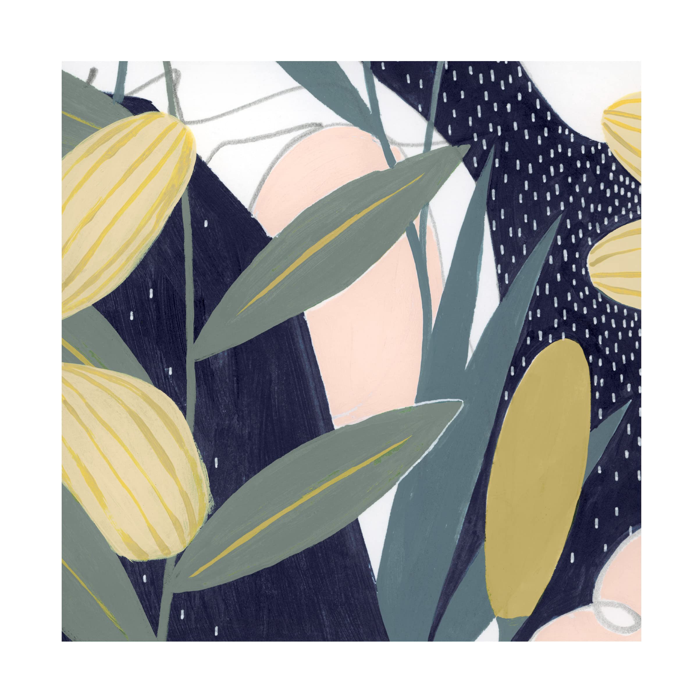 Grace Popp 'Flores Noche VI' Floral Canvas Wall Art Print - Modern Home Decor for Living Room, Bedroom & Office