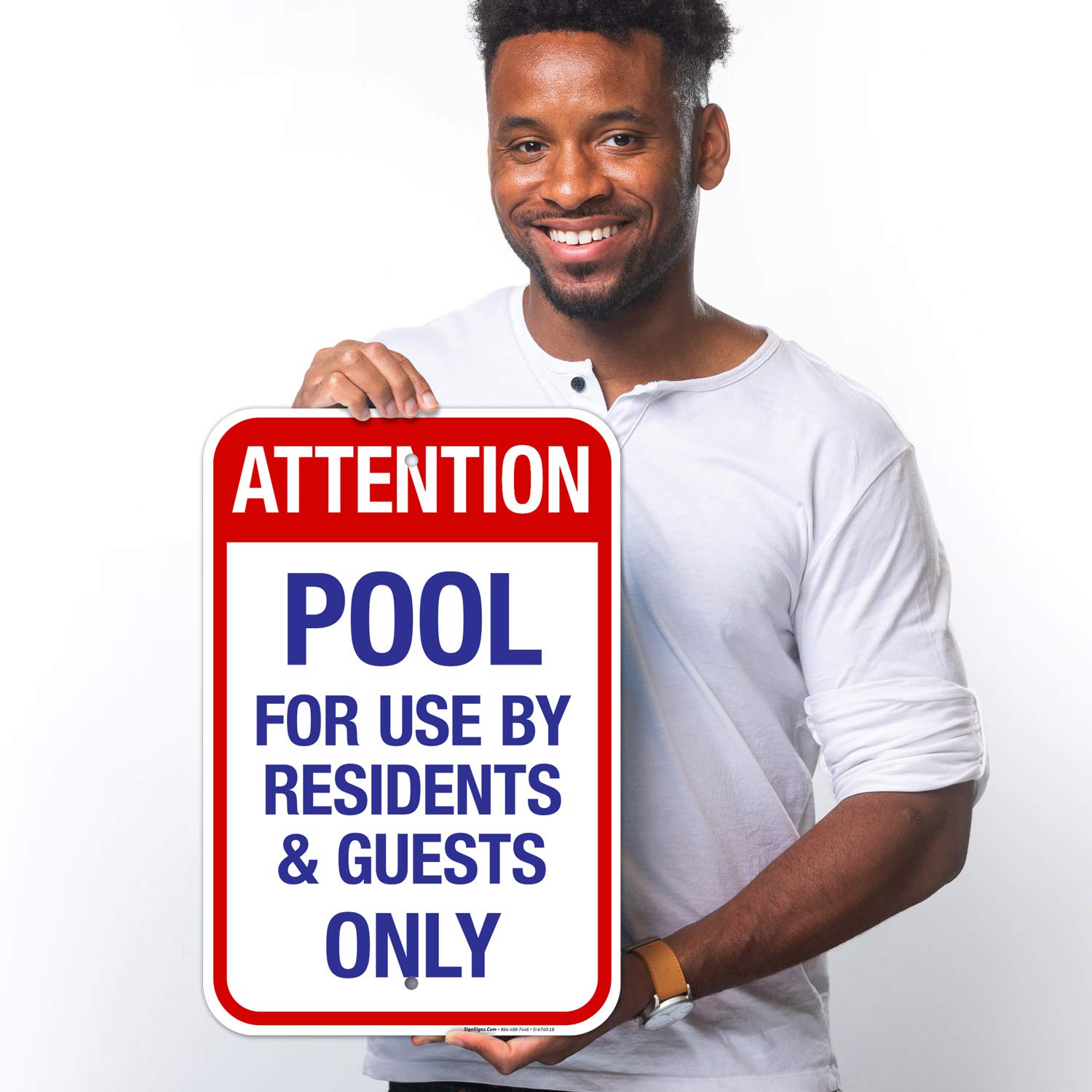12x18 Inches Sigo Signs Rust-Free Aluminum Pool Sign - Attention Residents and Guests Only, Fade Resistant, Made in USA - Perfect for Community Pools, Hotels, and Apartment Complexes