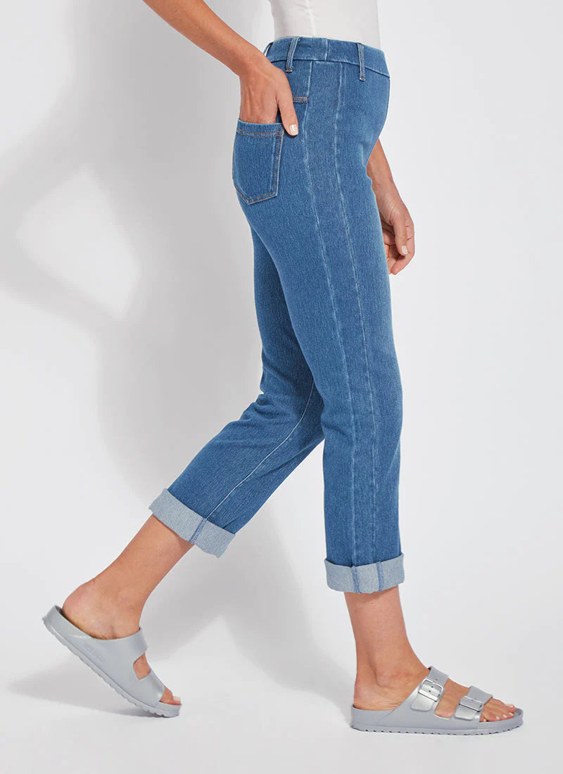 Cropped Boyfriend Jeans for Women - Mid Wash Denim Pants - Comfortable & Stylish for Casual Outings and Weekend Wear