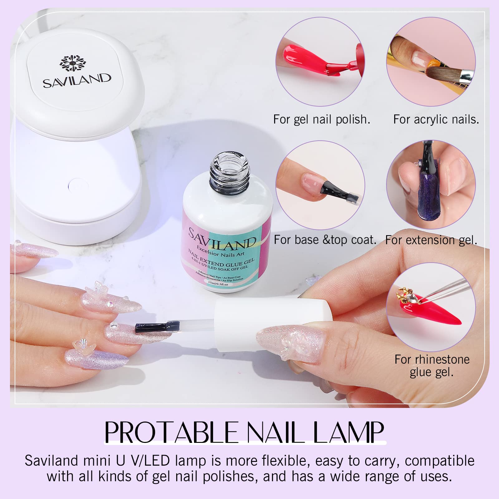 **SAVILAND 500Pcs Gel X Nail Extension Kit with Almond Tips & 6-in-1 Builder Gel - Professional UV/LED Nail Lamp Set for DIY Manicure | Salon-Quality Home Nail Art Supplies, Perfect Gift for Women & Nail Lovers | Great for Parties, Weddings, Special Occasions & Everyday Glam | Ideal for Home Use, Nail Salons, and Professional Nail Artists**