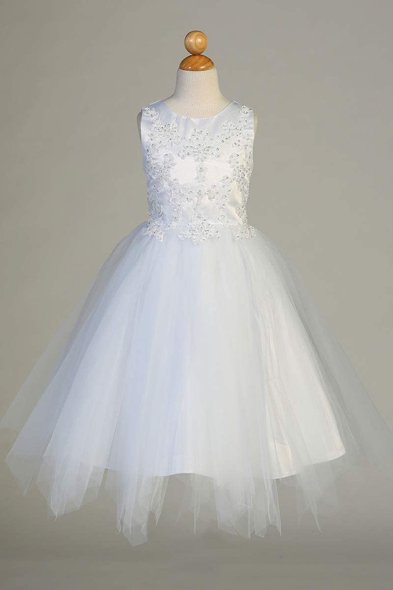 First Communion Dresses for Girls Age 7-16 | Holy White 1st Communion Gown | Flower Embroidery Church Dress | Perfect for Baptism, Confirmation & Special Religious Ceremonies