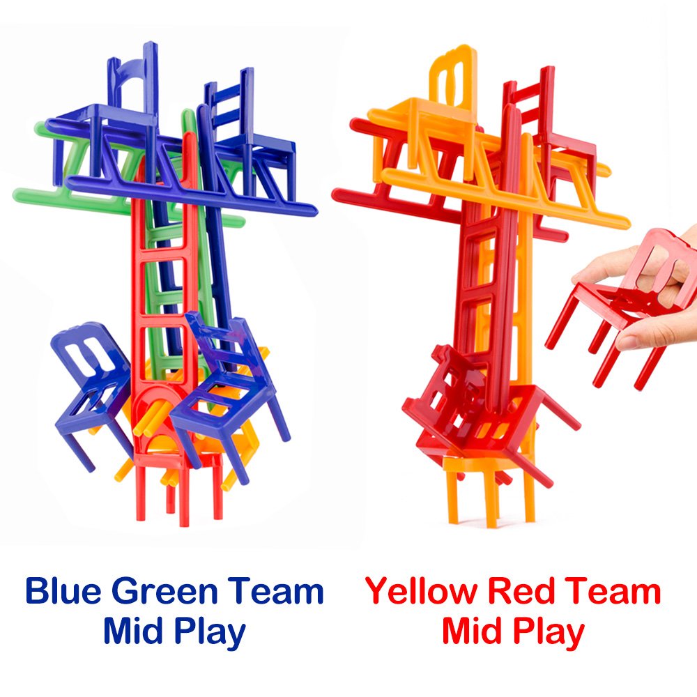 WEofferwhatYOUwant Stacking Balance Game Set - 44 Piece Family Fun Chairs and Ladders Game for Kids & Adults - Perfect for Parties, Game Nights & Indoor Family Bonding Activities