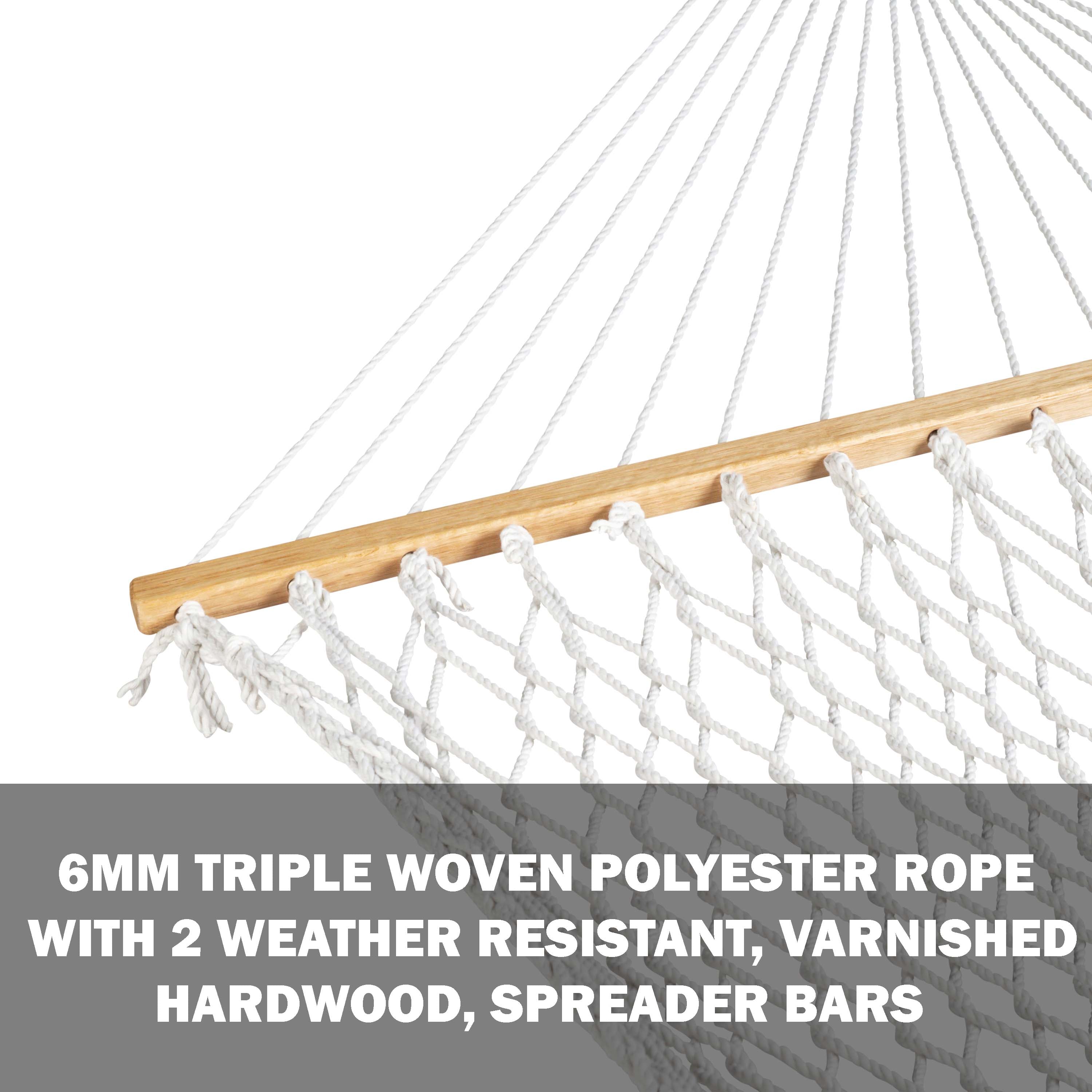 Bliss Hammocks BH 411 Classic 2 Person Rope Hammock with Spreader Bars & Hanging Hardware - 60 Inch Wide, 450 lb Weight Capacity - Perfect for Backyard, Patio, Camping and Outdoor Relaxation