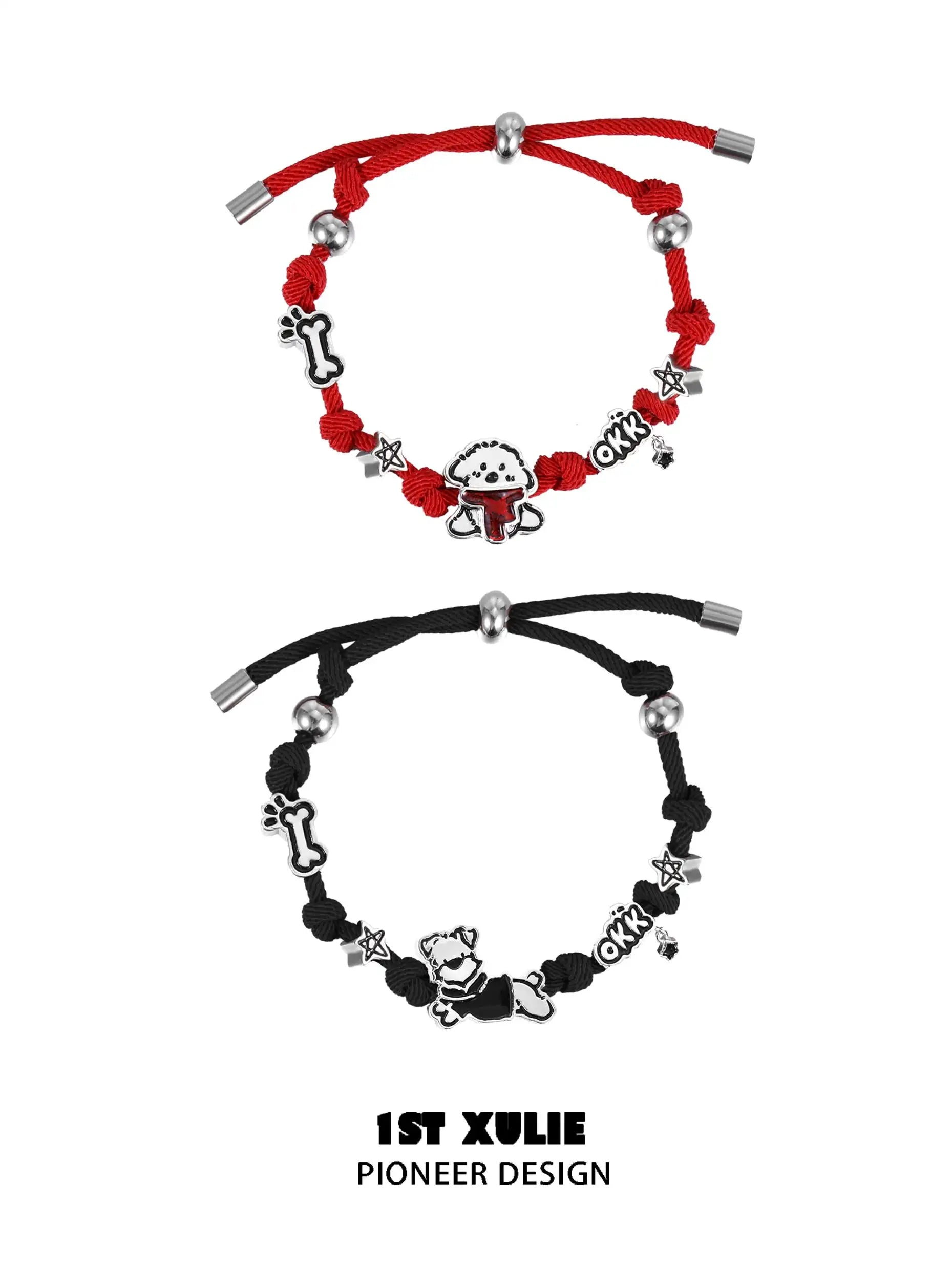 Graffiti Puppy 18k Gold Plated Milan Rope Bracelet for Women - Chinese New Year Spring Festival Jewelry Gift for Her, Birthday, Anniversary, Valentine's Day