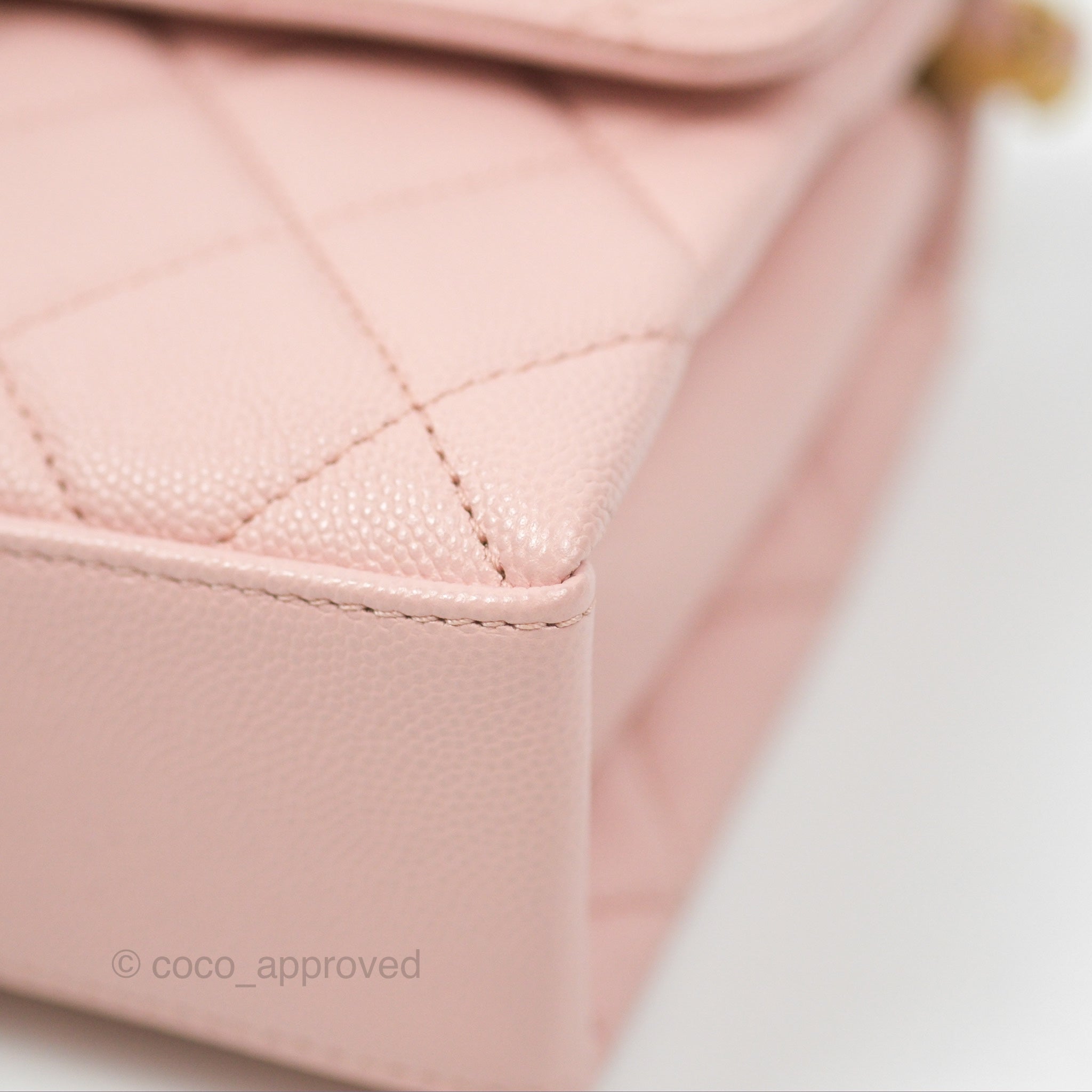 Chanel Carry Me Top Handle Flap Bag Pink Caviar Leather with Aged Gold Hardware - Perfect for Date Night & Special Occasions