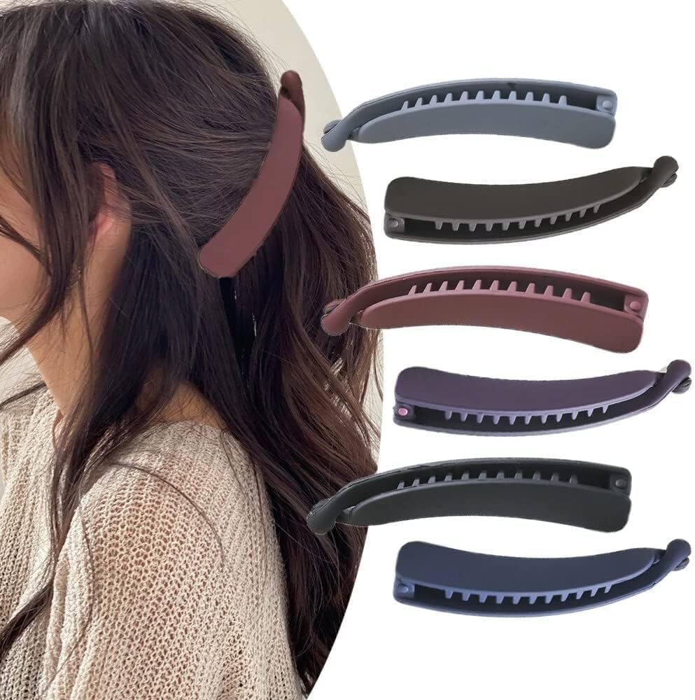 6 PCS Large Banana Hair Clips for Thick Hair - Non-Slip No-Trace Hair Styling Tools for Women, Girls & Hairstylists - Perfect for Salon, Home & Travel Use