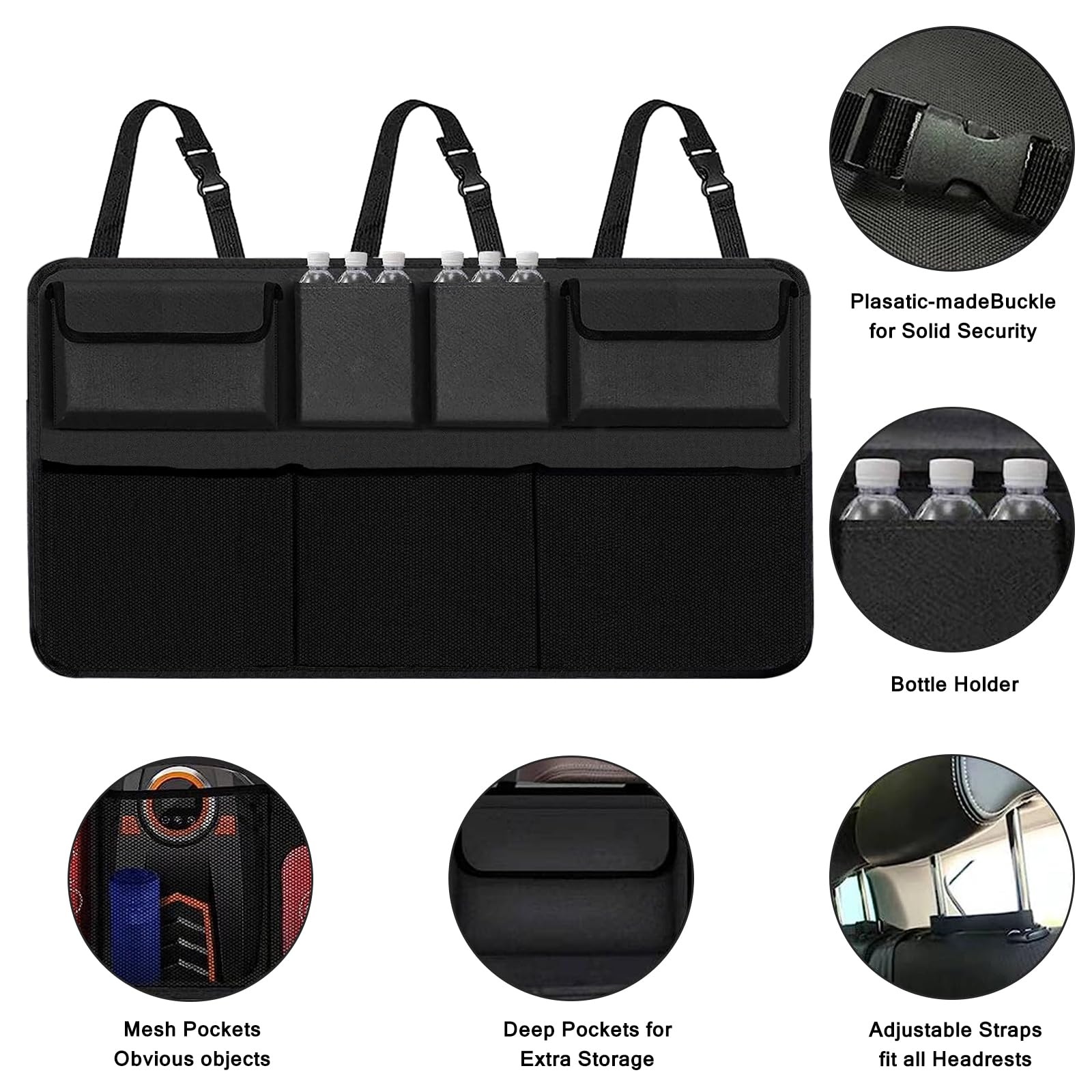 Car Trunk Organizer & Backseat Hanging Storage Bag - 7-Pocket Collapsible Cargo Organizer for SUV, Truck, MPV, Van | Durable Car Interior Accessories for Men & Women | Perfect for Road Trips, Grocery Shopping & Family Travel