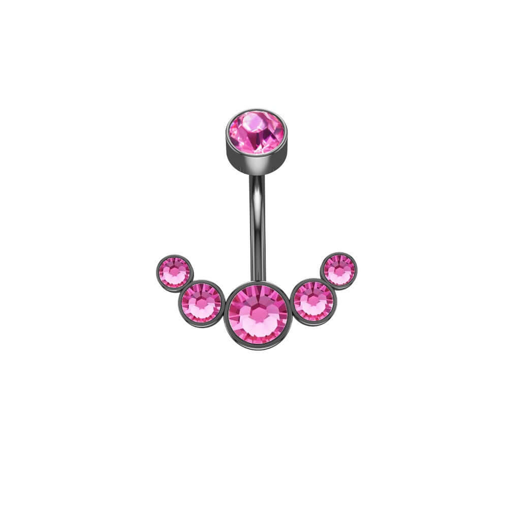 Czech Diamond Navel Ring - Premium 316L Surgical Steel Belly Button Ring | WH6012 for Body Piercing Jewelry & Belly Dance Accessories