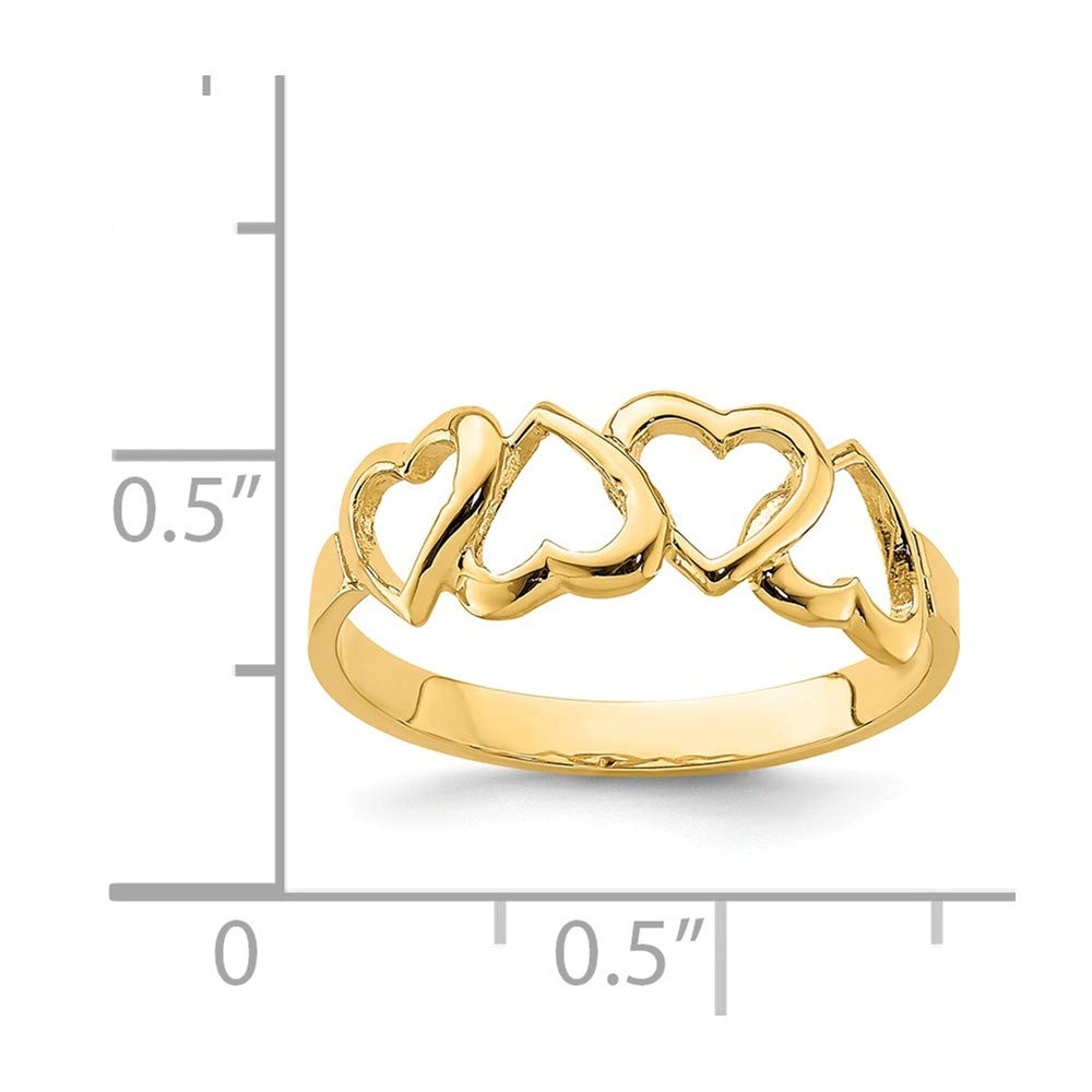 14K Solid Yellow Gold Heart Ring Band for Women - Elegant Valentine's Day Gift, Anniversary Jewelry, Romantic Proposal Promise Ring
