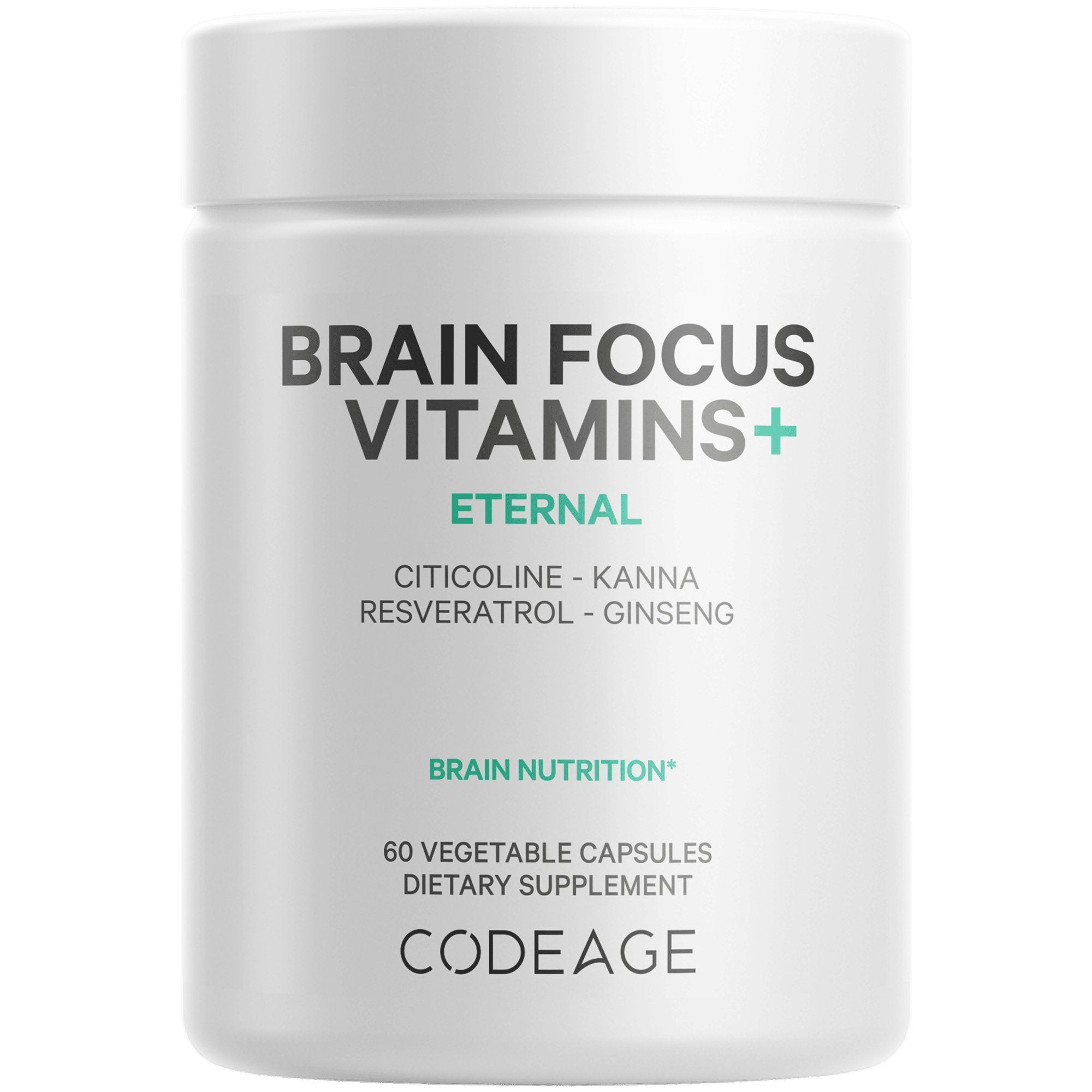 Codeage Brain Focus Vitamins - Nootropic Supplement for Memory, Concentration & Mental Clarity - Supports Cognitive Function & Brain Health - Ideal for Students, Professionals & Seniors - 60 Vegan Capsules